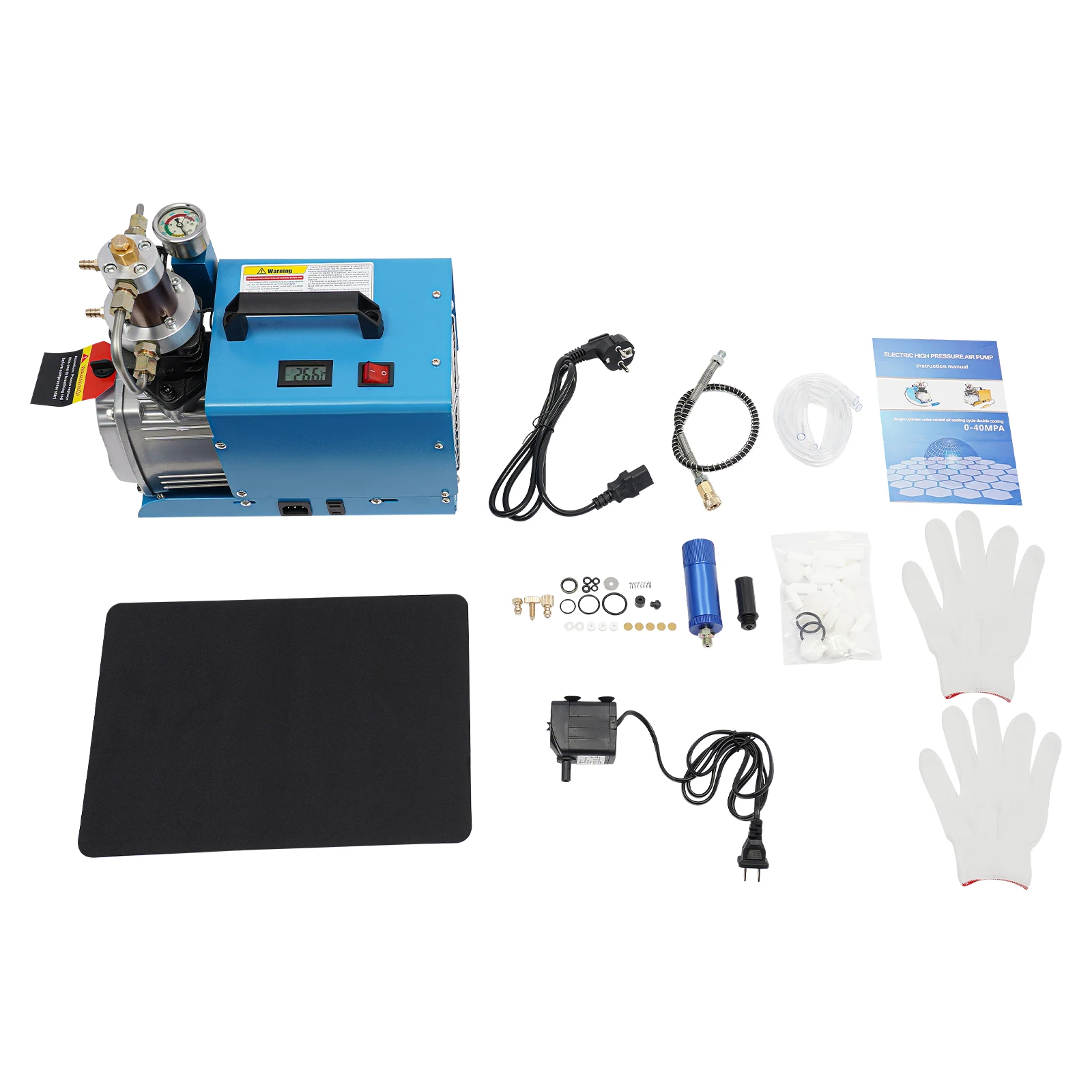 300Bar High Pressure Air Compressor Pump 220V 1.8KW Portable Electric Air Pump Set w/ Oil-Water Separator+Pressure Gauge 2800RPM