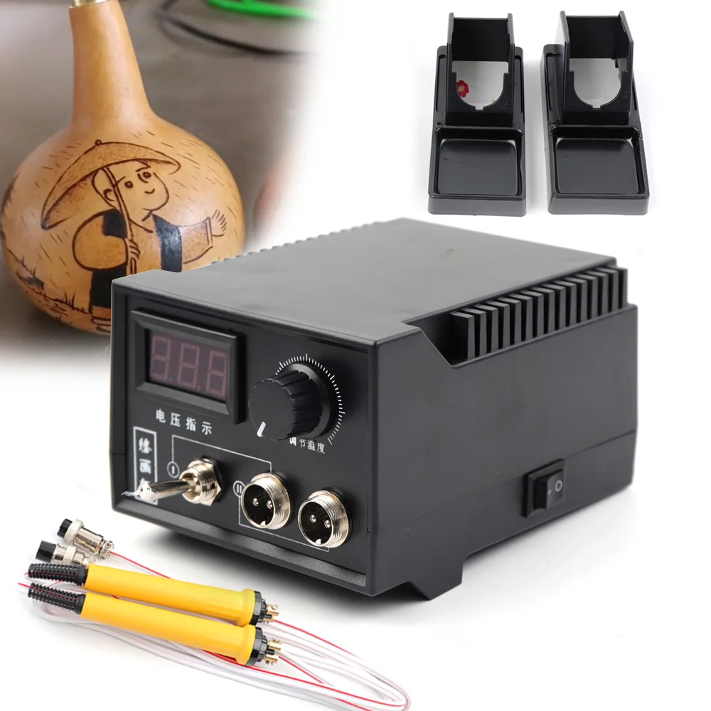 60W Pyrography Wood Burning Kit with 19 Tips, Digital Temperature Control, and Complete Accessories for Leather, Wood, and