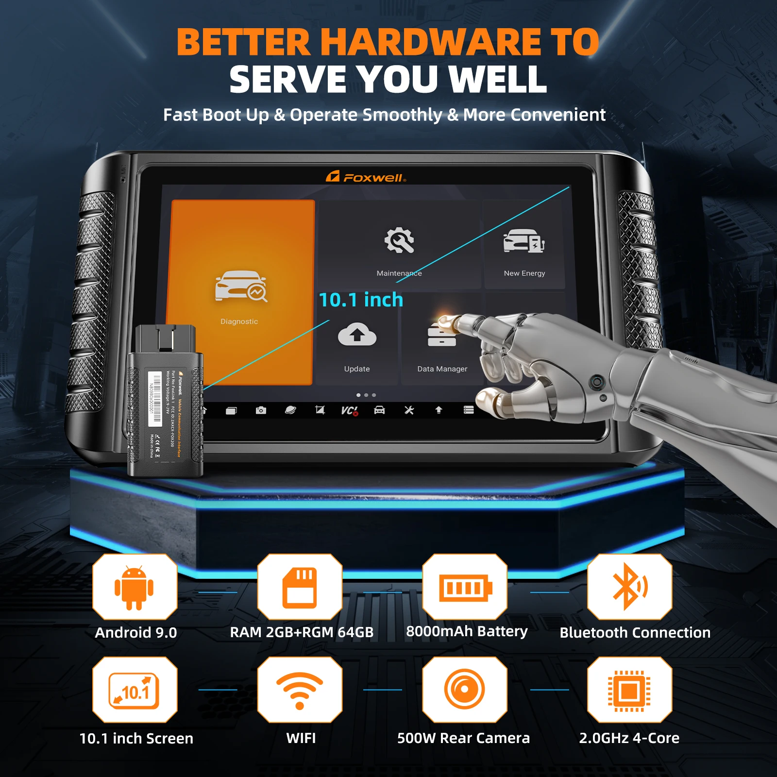 FOXWELL NT1009 Bluetooth Bi-Directional Scan Tool ECU Coding 30+ Reset CAN FD All System Diagnostic Tool 3-Years Free Update