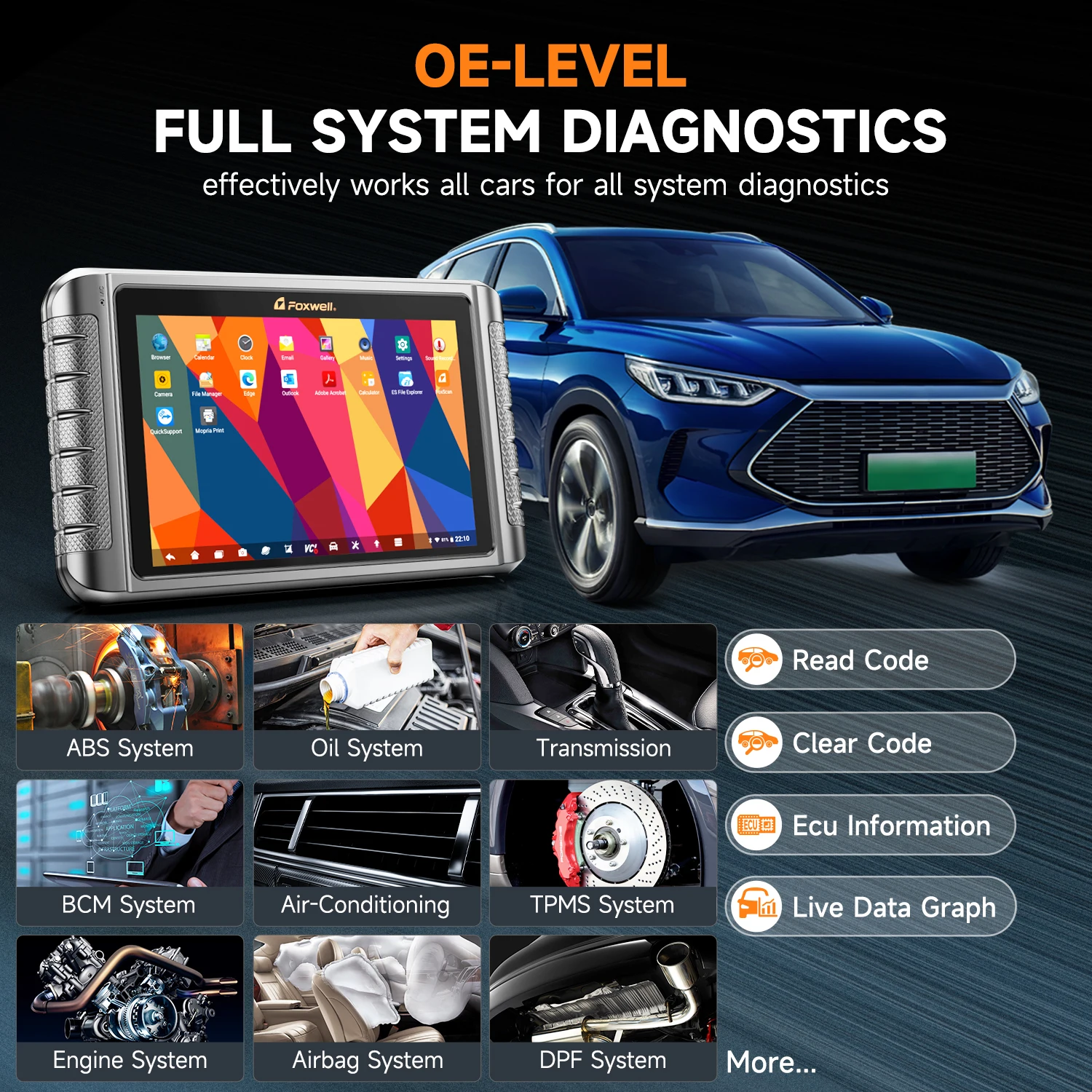 FOXWELL NT1009 Bluetooth Bi-Directional Scan Tool ECU Coding 30+ Reset CAN FD All System Diagnostic Tool 3-Years Free Update