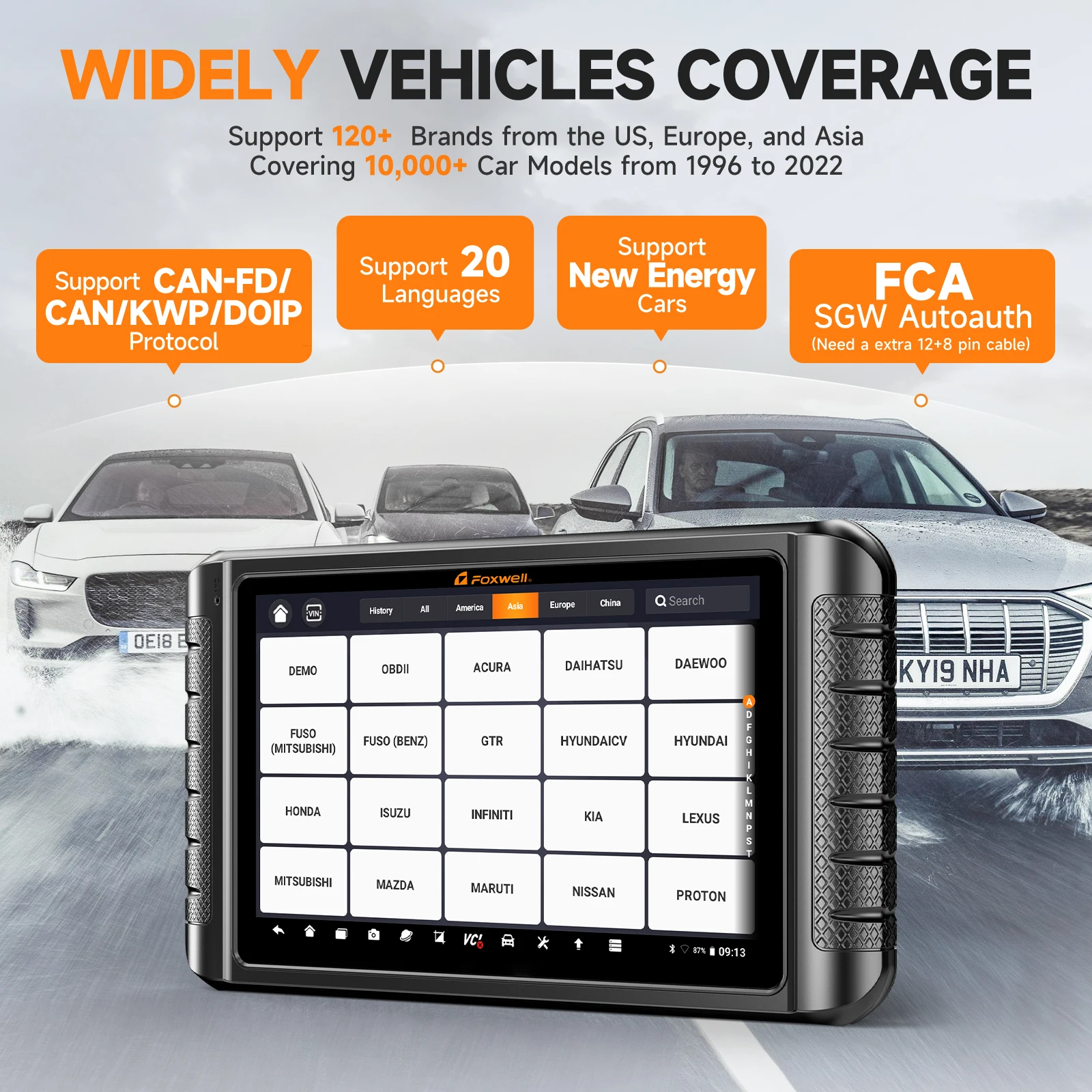 FOXWELL NT1009 Bluetooth Bi-Directional Scan Tool ECU Coding 30+ Reset CAN FD All System Diagnostic Tool 3-Years Free Update