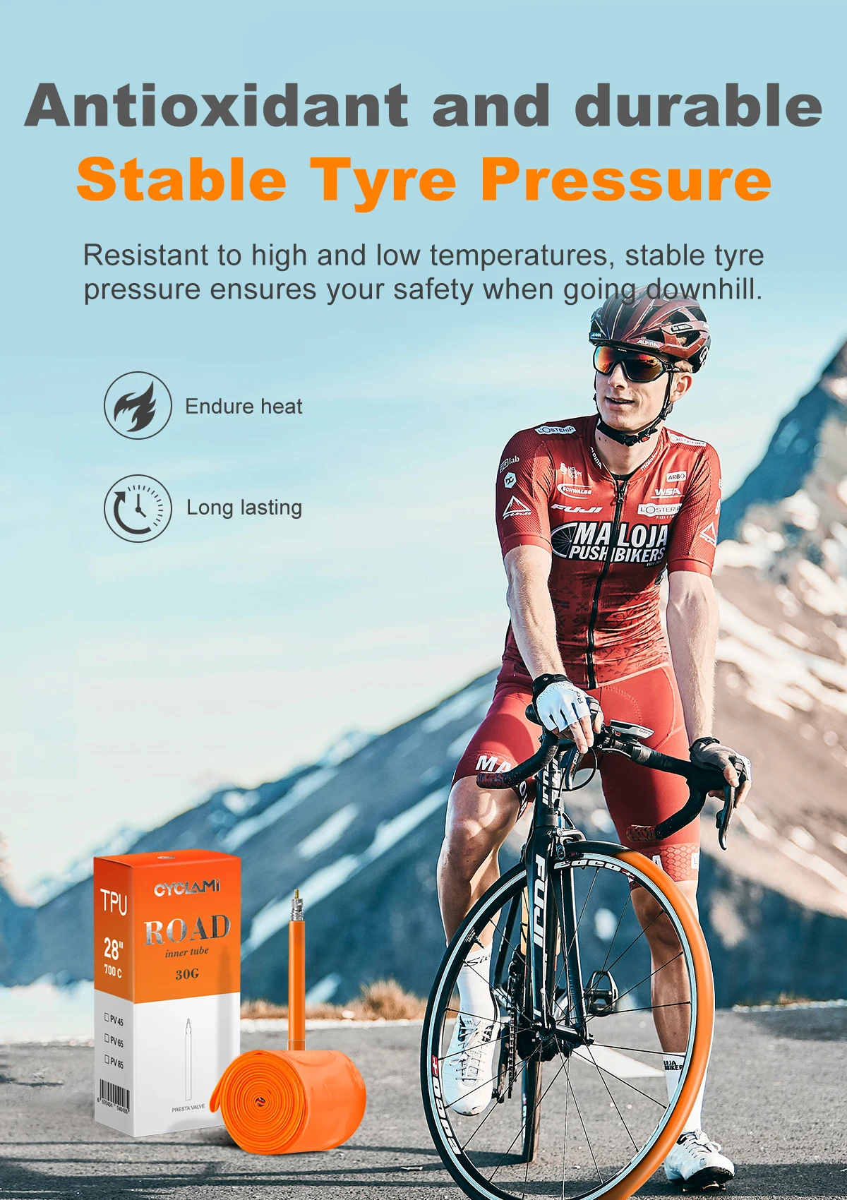 New Version CYCLAMI Ultralight TPU Bike Inner Tube 700c 18 23 25 28 30 32c Road Bicycle 45mm 65mm 85mm French Valve Cycling
