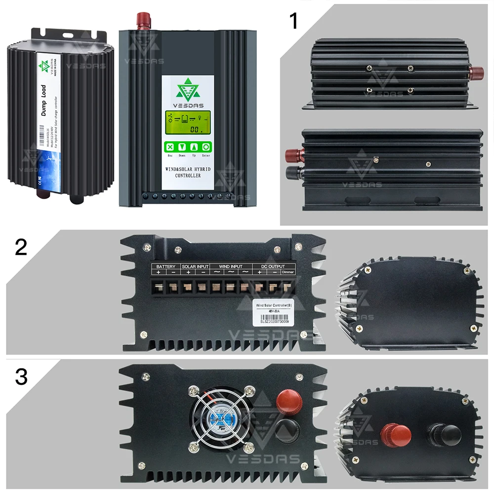 MPPT 2500W 48V Boost & Buck Wind Solar Hybrid Controller Wind 1000W & Solar 1500W Best Heat Dissipation Design with LCD Display