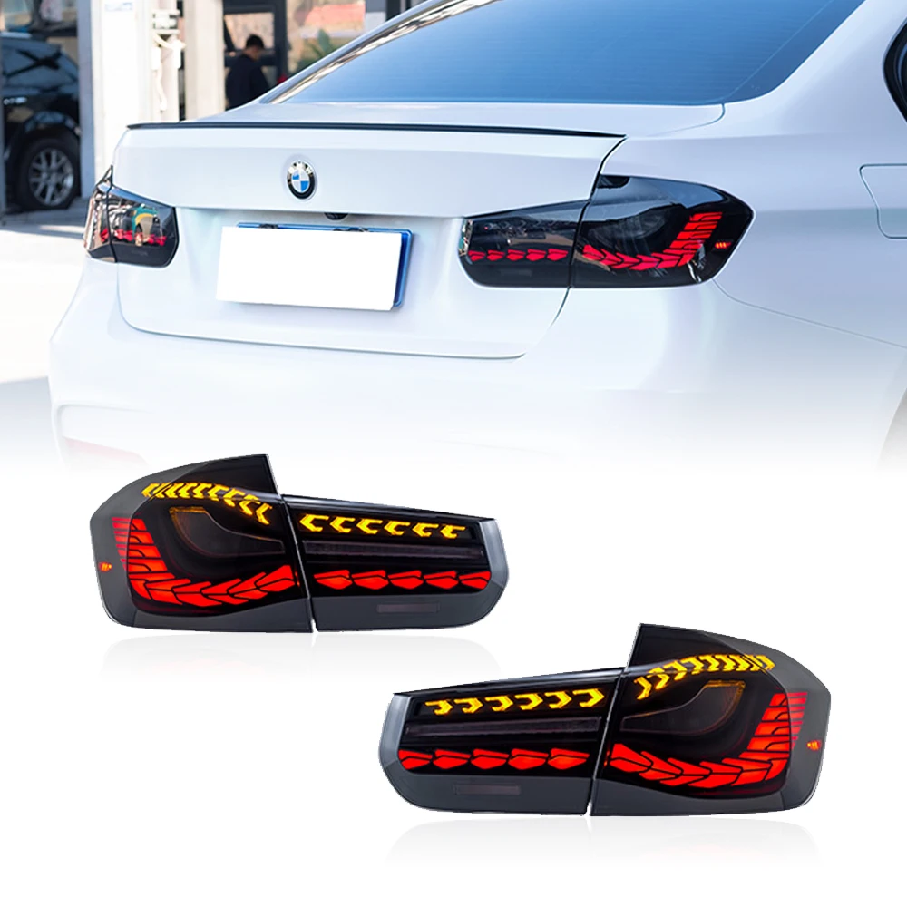 2PCs LED Taillights for BMW 3 Series F30 F80 2013-2018 Sequential Turn Signal Start-up Animation Dynamic Turning Signals Flowing Water Flicker DRL Fog Reverse Brake Tail Lamps Left and Right Rear Lamps Plug and Play Car Tail Light Assembly