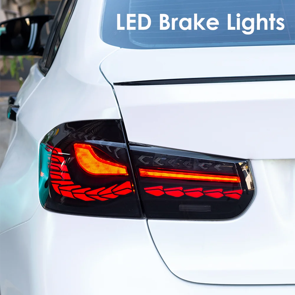 2PCs LED Taillights for BMW 3 Series F30 F80 2013-2018 Sequential Turn Signal Start-up Animation Dynamic Turning Signals Flowing Water Flicker DRL Fog Reverse Brake Tail Lamps Left and Right Rear Lamps Plug and Play Car Tail Light Assembly