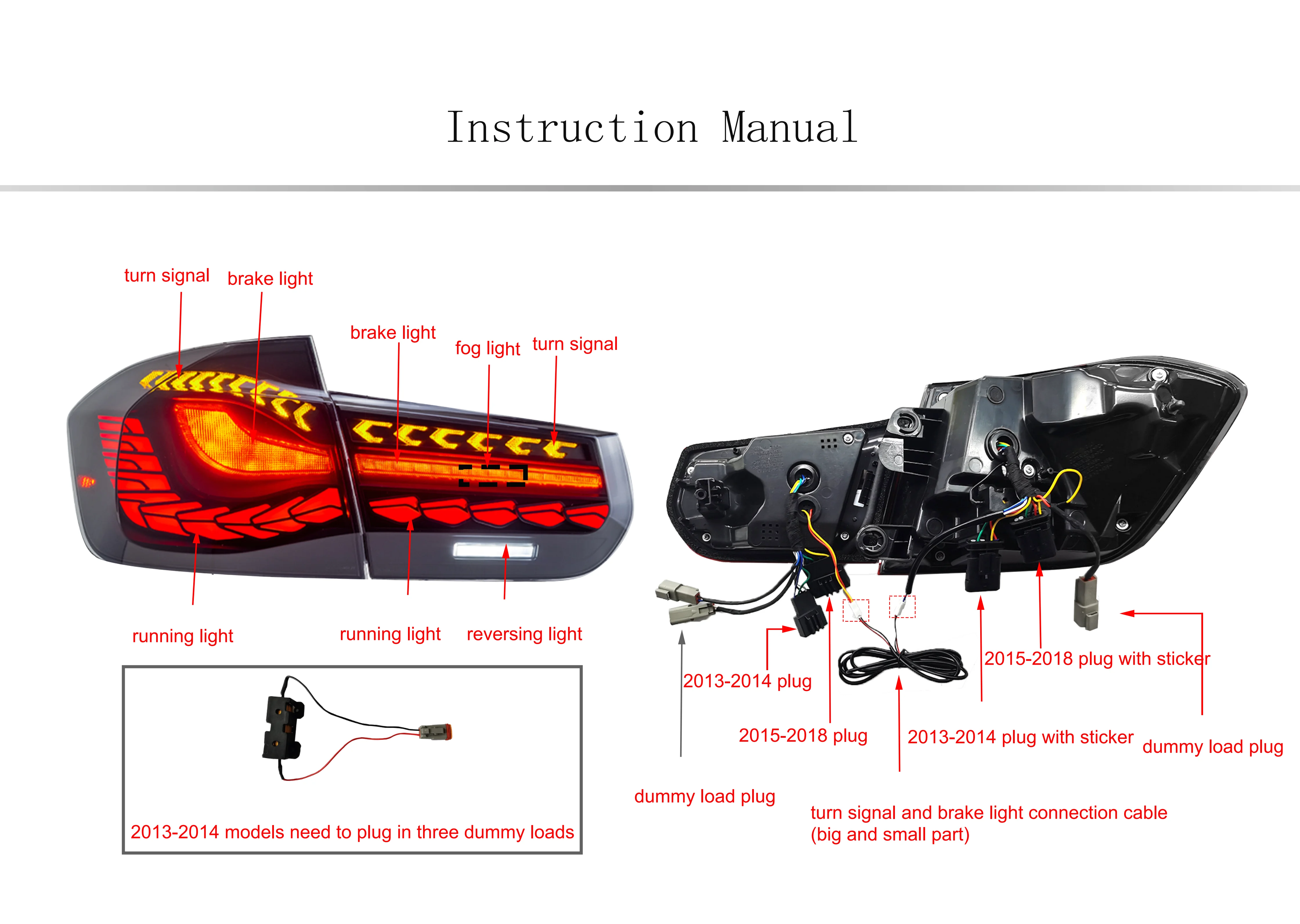 2PCs LED Taillights for BMW 3 Series F30 F80 2013-2018 Sequential Turn Signal Start-up Animation Dynamic Turning Signals Flowing Water Flicker DRL Fog Reverse Brake Tail Lamps Left and Right Rear Lamps Plug and Play Car Tail Light Assembly