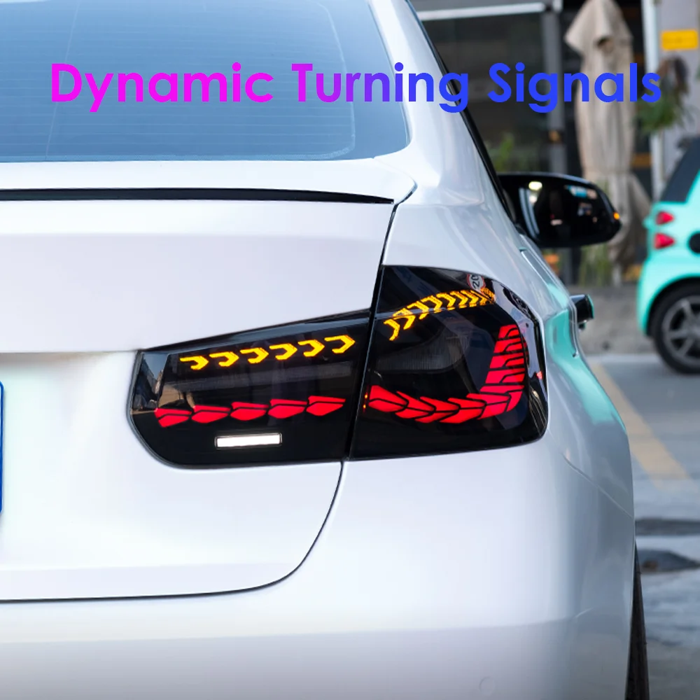 2PCs LED Taillights for BMW 3 Series F30 F80 2013-2018 Sequential Turn Signal Start-up Animation Dynamic Turning Signals Flowing Water Flicker DRL Fog Reverse Brake Tail Lamps Left and Right Rear Lamps Plug and Play Car Tail Light Assembly