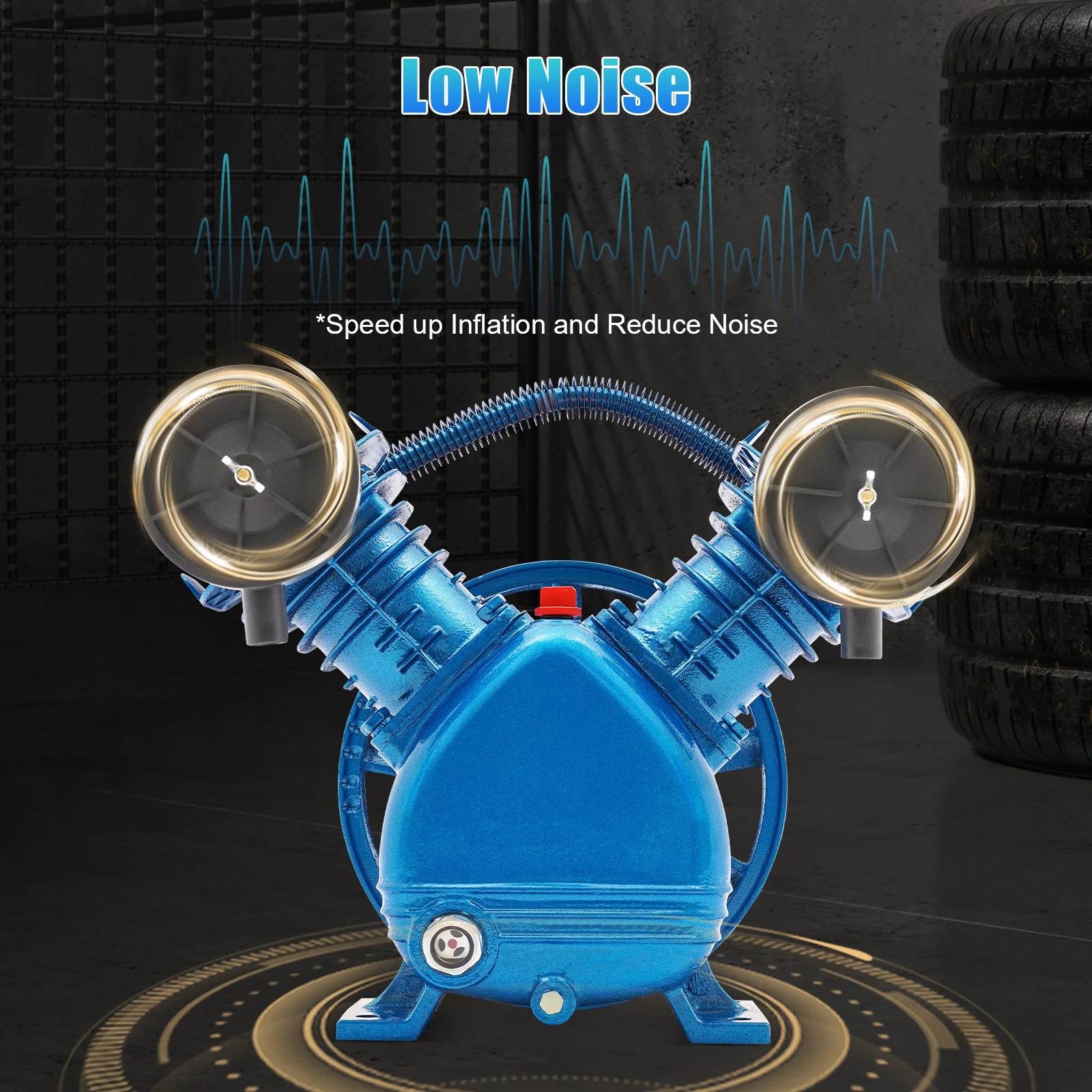 High-Efficiency 2200W Air Compressor Pump, 8 Bar Pressure, 8.8CFM Air Supply, Cast Iron Body, Low Noise & Fast Cooling