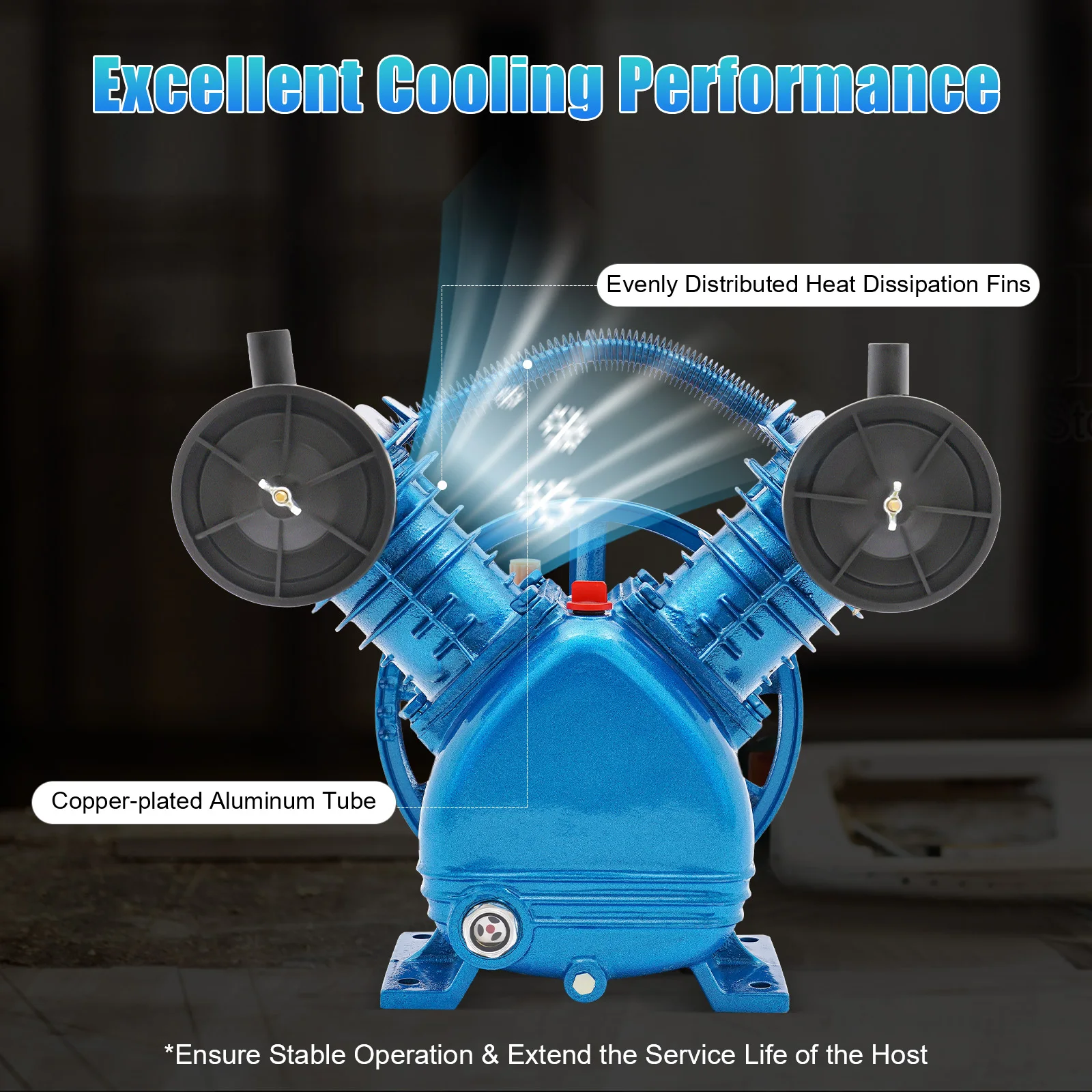 High-Efficiency 2200W Air Compressor Pump, 8 Bar Pressure, 8.8CFM Air Supply, Cast Iron Body, Low Noise & Fast Cooling