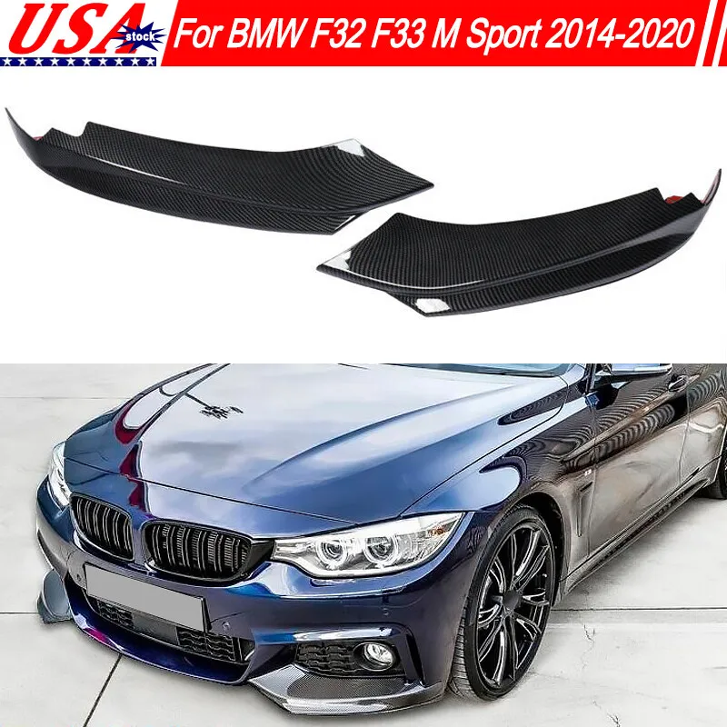 For BMW F32 Front Bumper Surround F33 F36 LCI 4 Series 420i 430i 440i M Sport 2014-2020 Carbon Look Front Splitter Lip Encircle