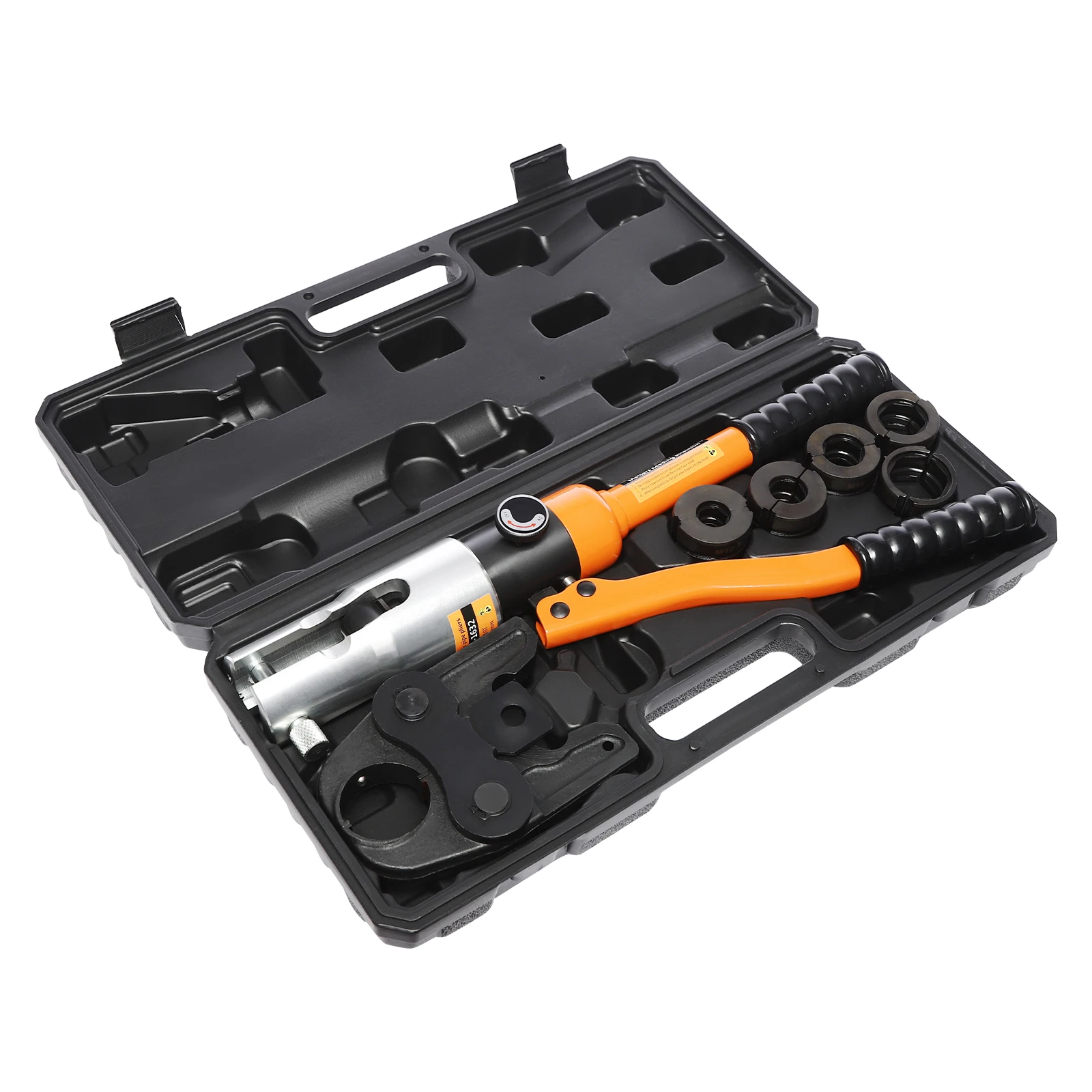10T Hydraulic Crimping Tool 5 Interchangeable Dies M12/M15/M18/M22/M28 360° Rotatable Head for Copper Pipe Terminal Cable Wire Crimper