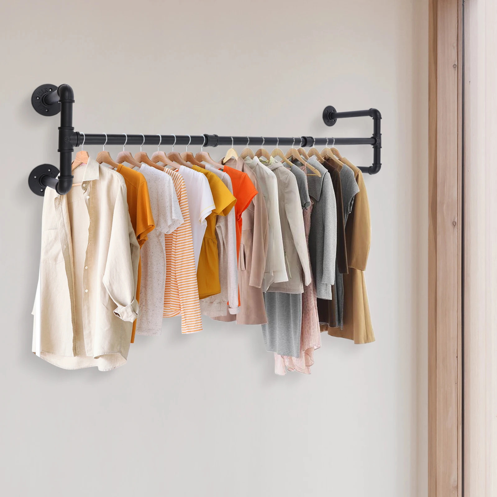 Industrial Style Clothes Rail Wall-mounted Clothes Hanger Rack Industrial Pipe Clothing Rack Clothes Hanger Rack Garment Rack
