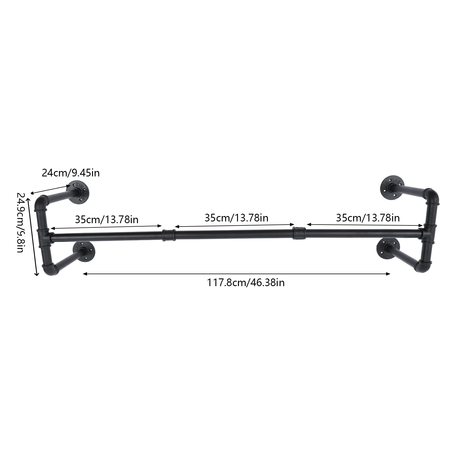 Industrial Style Clothes Rail Wall-mounted Clothes Hanger Rack Industrial Pipe Clothing Rack Clothes Hanger Rack Garment Rack