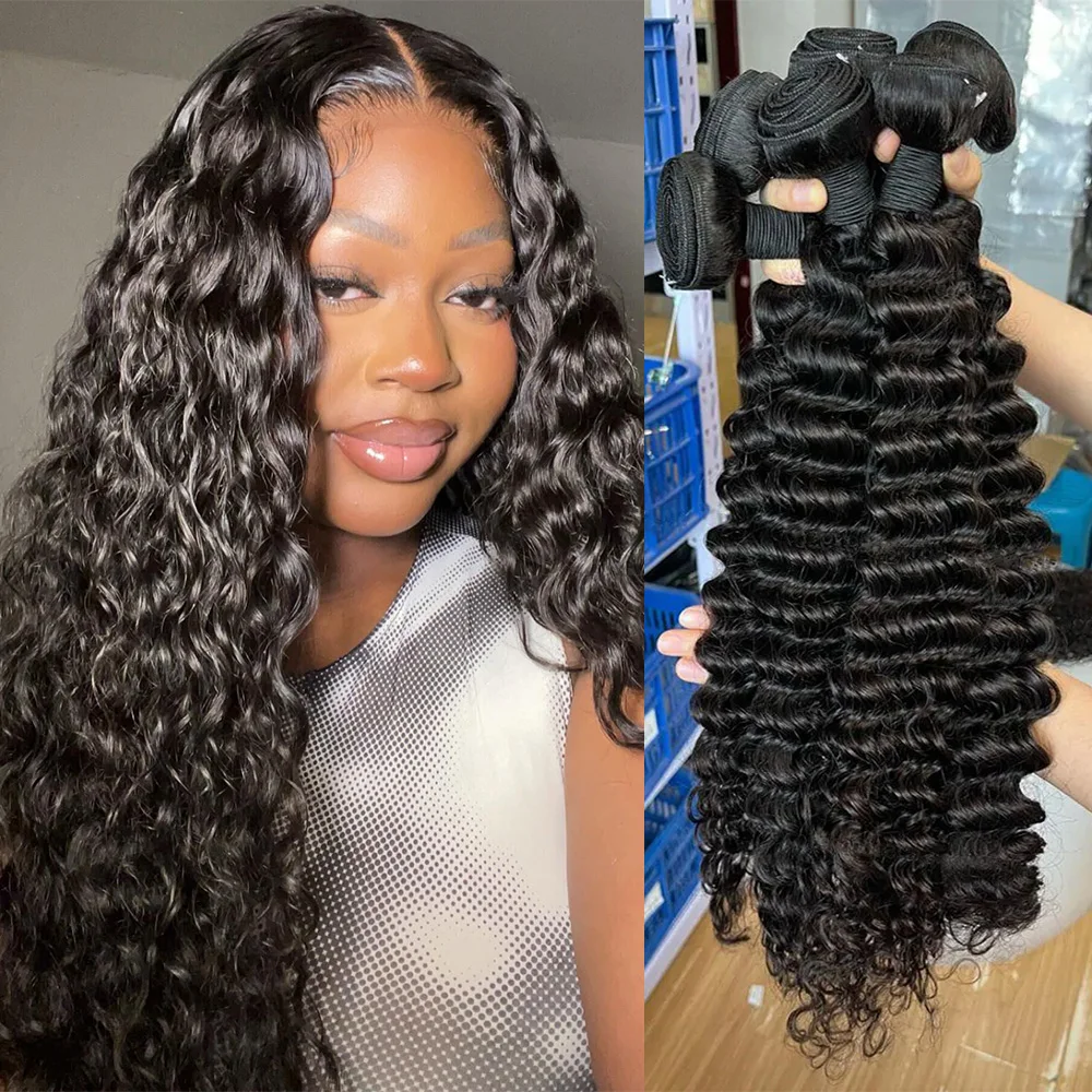 Tissage Deep Wave Human Hair Bundles 20 22 32 inch Bundles Vietnamese Bundles 100% Human Hair Extensions 3 Day Delivery France