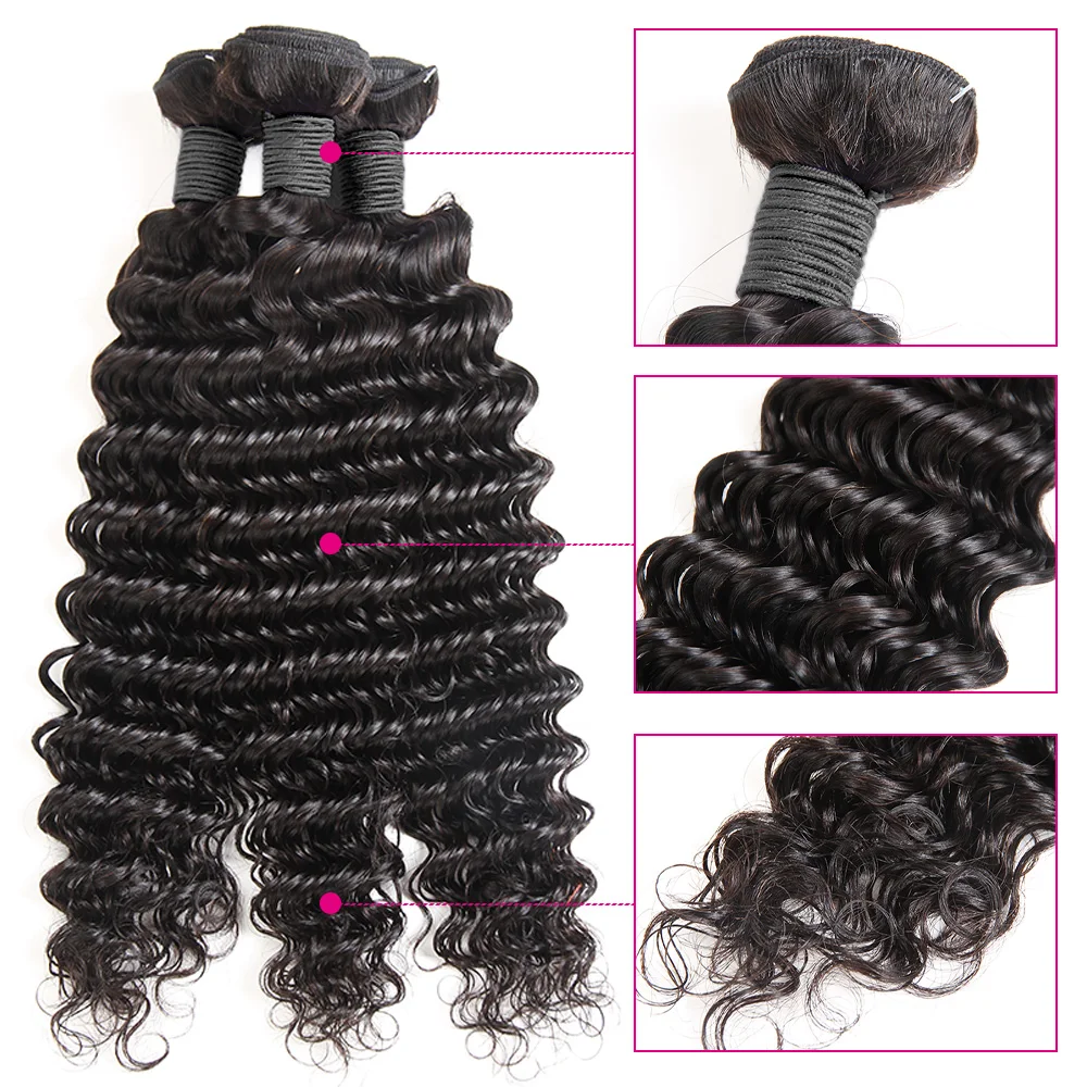Tissage Deep Wave Human Hair Bundles 20 22 32 inch Bundles Vietnamese Bundles 100% Human Hair Extensions 3 Day Delivery France