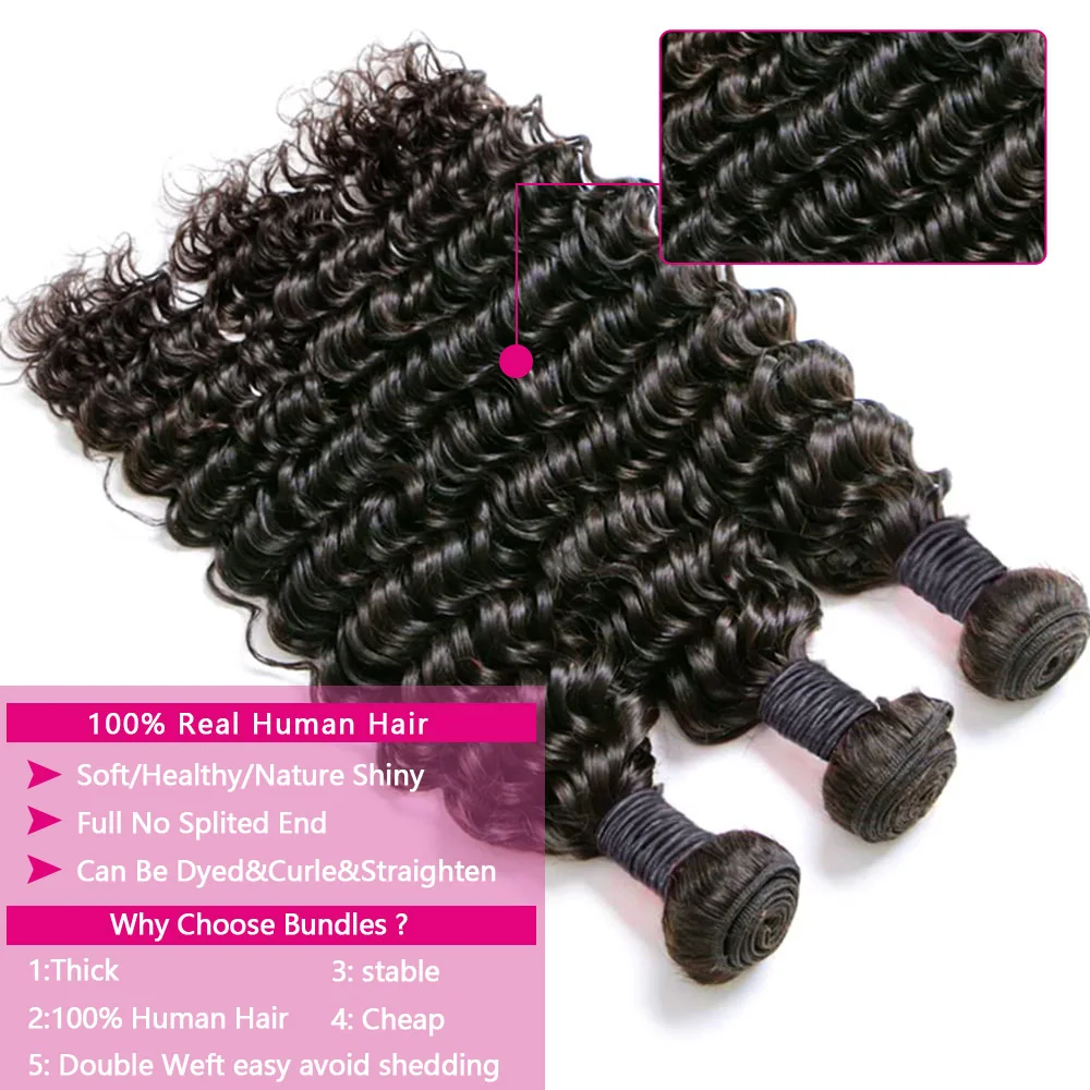 Tissage Deep Wave Human Hair Bundles 20 22 32 inch Bundles Vietnamese Bundles 100% Human Hair Extensions 3 Day Delivery France