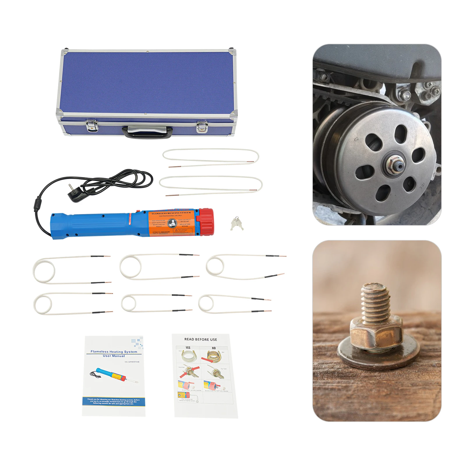 1100W Portable Magnetic Induction Heater 800℃ Handheld Flameless Heat Induction Tool Kit Bolt Removal w/ 8 Coils & Carrying Case