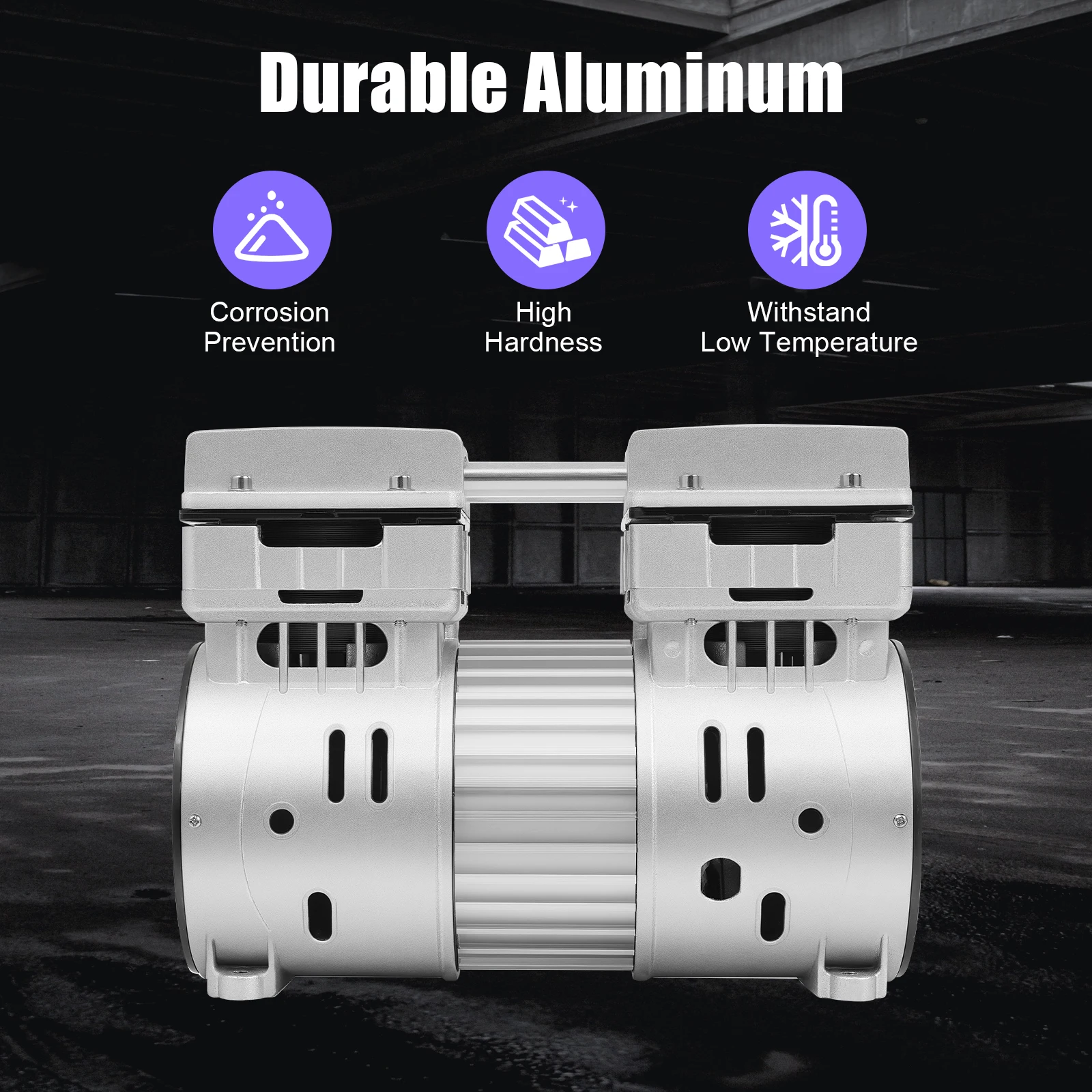 750W/1HP Oil-free Air Compressor 8 Bar High-Pressure Air Compressor Silent Oil-free Compressor Head Unit 1400RPM 125L/min 220V