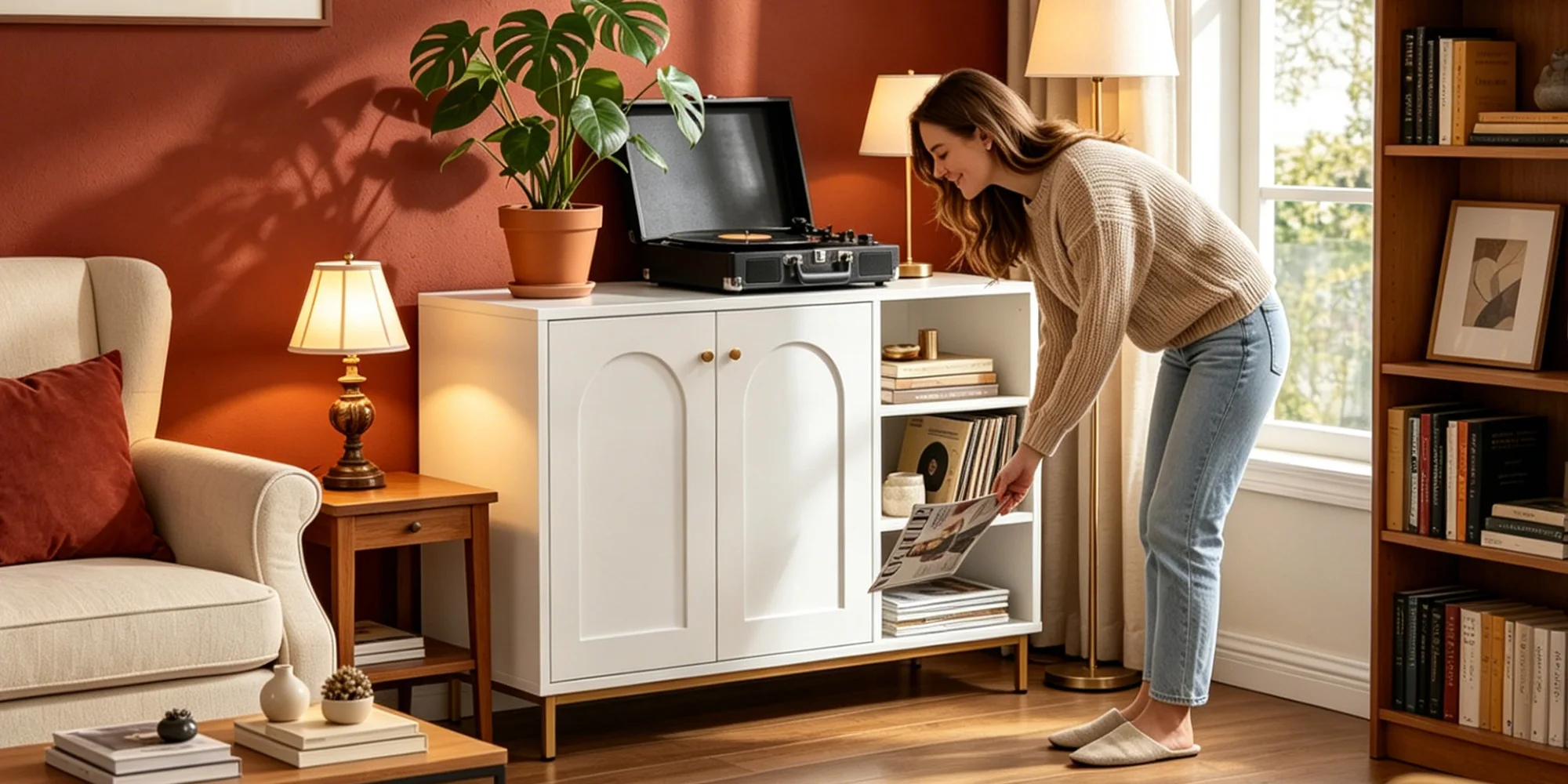 Bathroom Cabinet, Vanity Unit, Kitchen Cabinet with Open Compartment, Storage Shelf with 2 Doors, Adjustable Shelf