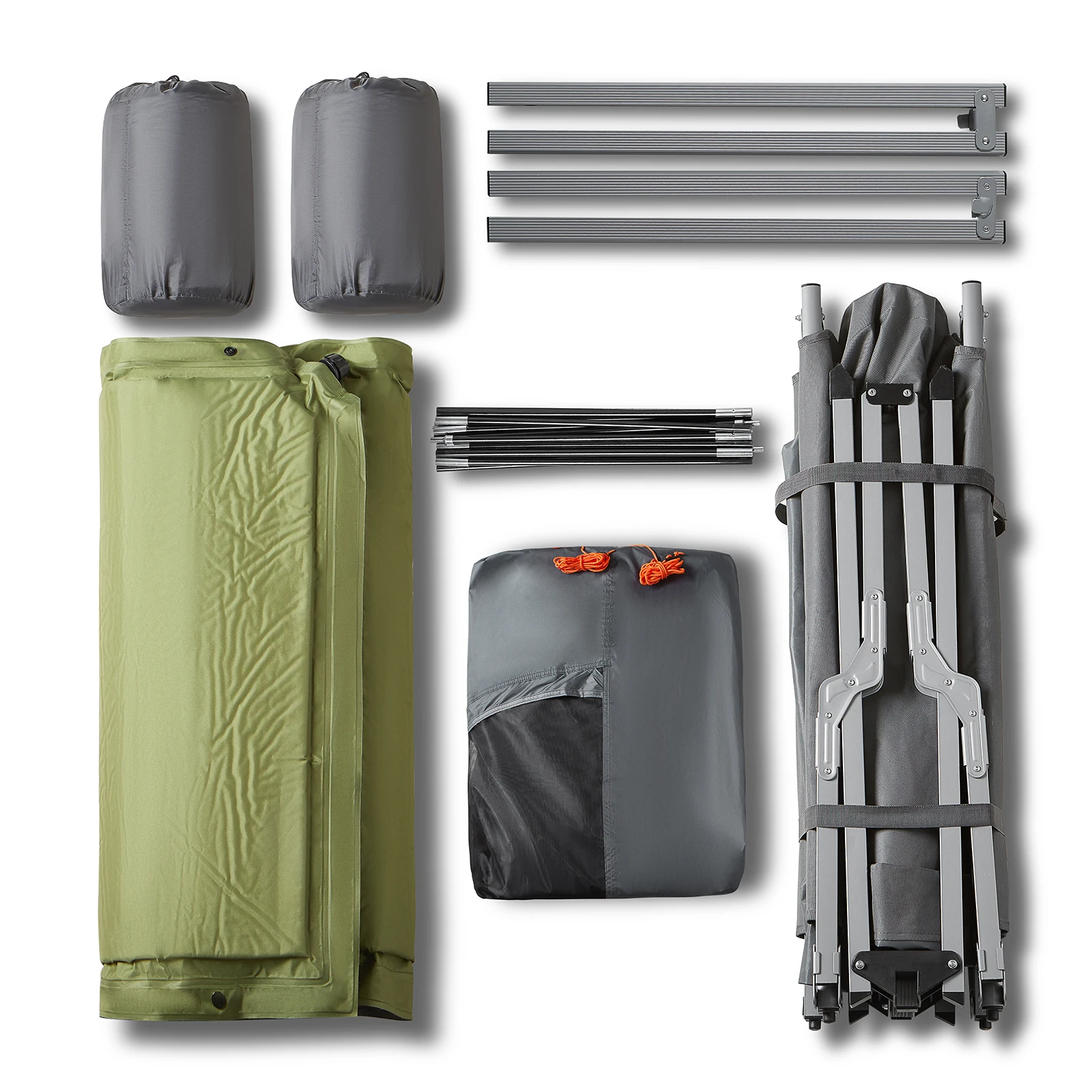 SoBuy OGS60-L-HG Survival-tent camp bed with tent camp bed 4in1 camping set with sleeping bag and accessories tent 2 person