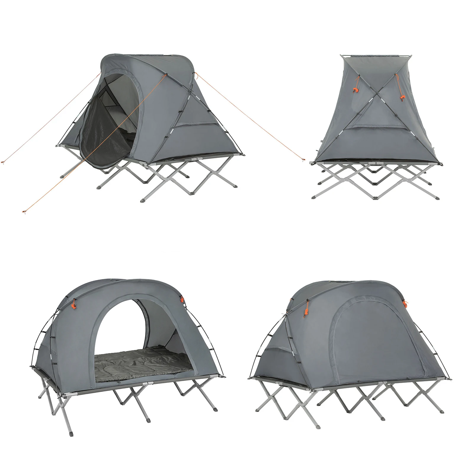 SoBuy OGS60-L-HG Survival-tent camp bed with tent camp bed 4in1 camping set with sleeping bag and accessories tent 2 person