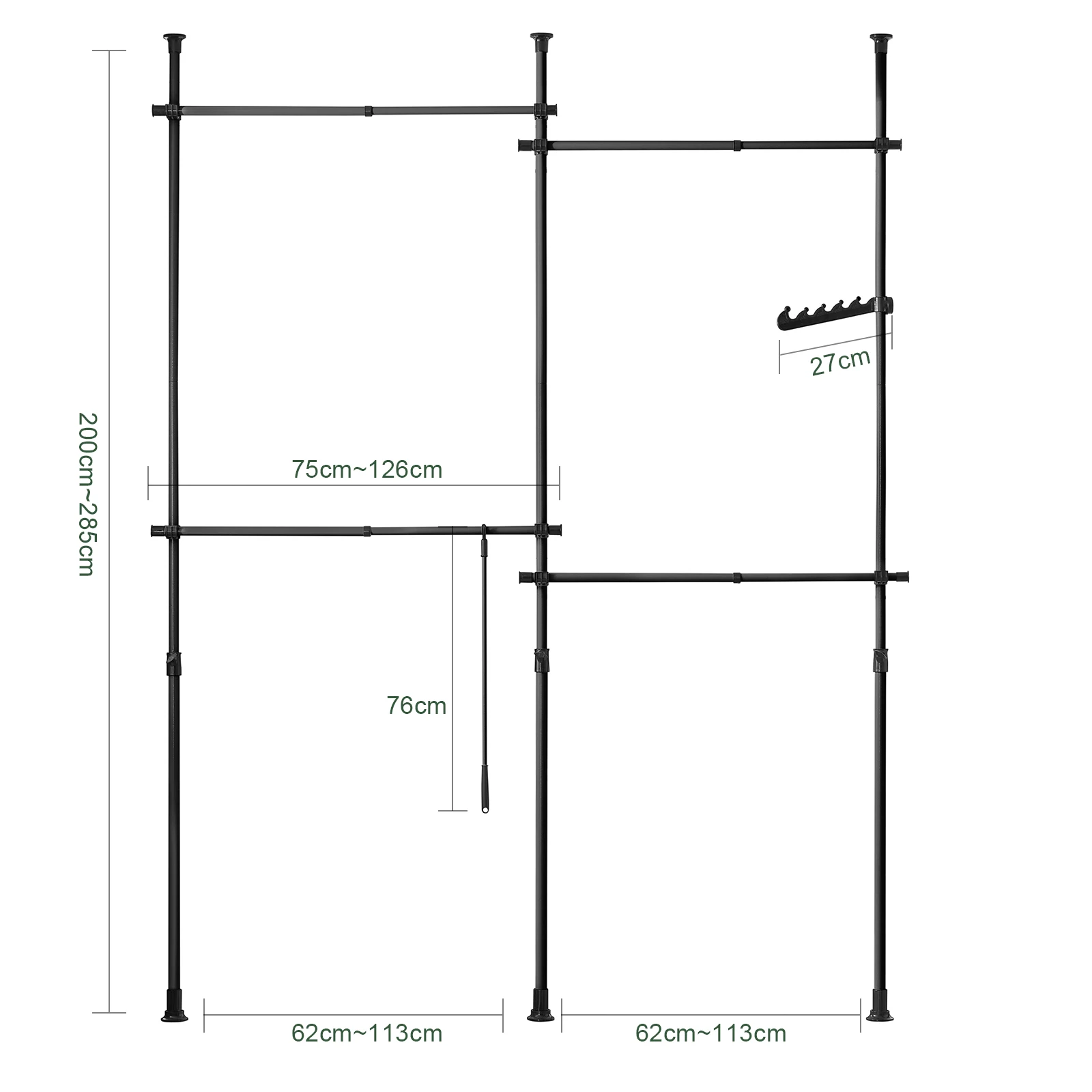 SoBuy KLS03 dresses stand coat rack stand with 4 dresses rods Telescopic Wardrobe System Adjustable Shelving System