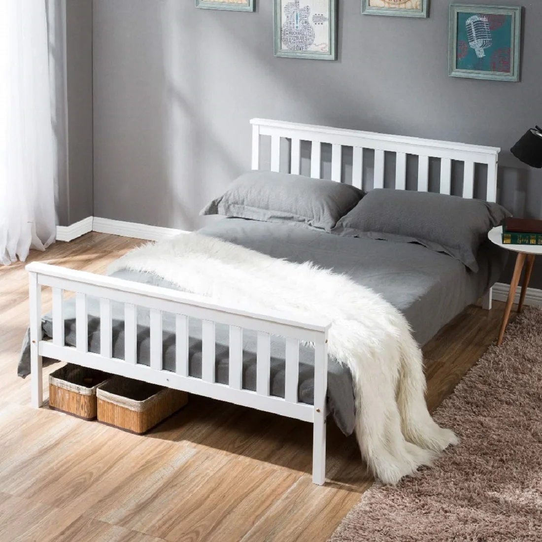 Double Bed Wooden Bed Solid Wood Bed With Slatted Rostation, Jawbed For Adults Children Teenagers
