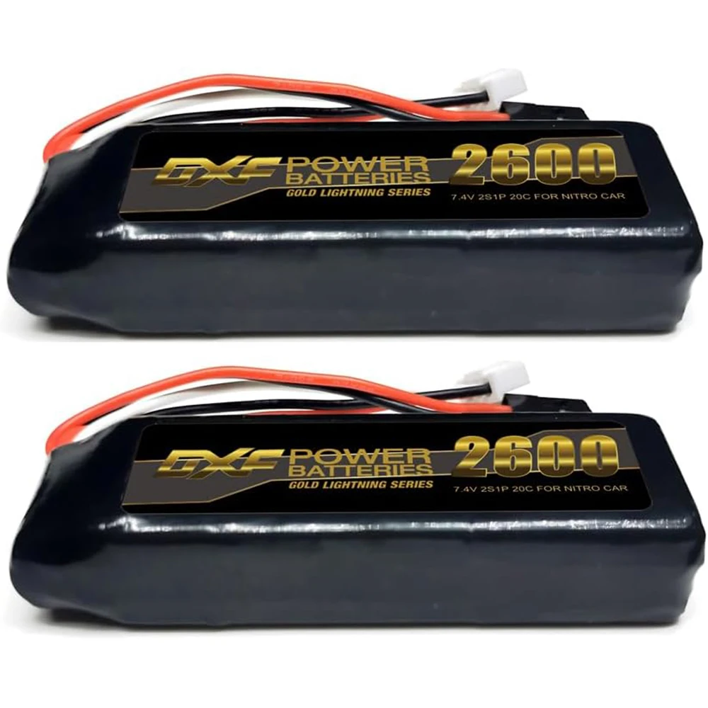 DXF 2s lipo high quality 2600mah 7.4v 20c battery with JR connector ideal lipo 2s power source for RC cars nitro cars and servos