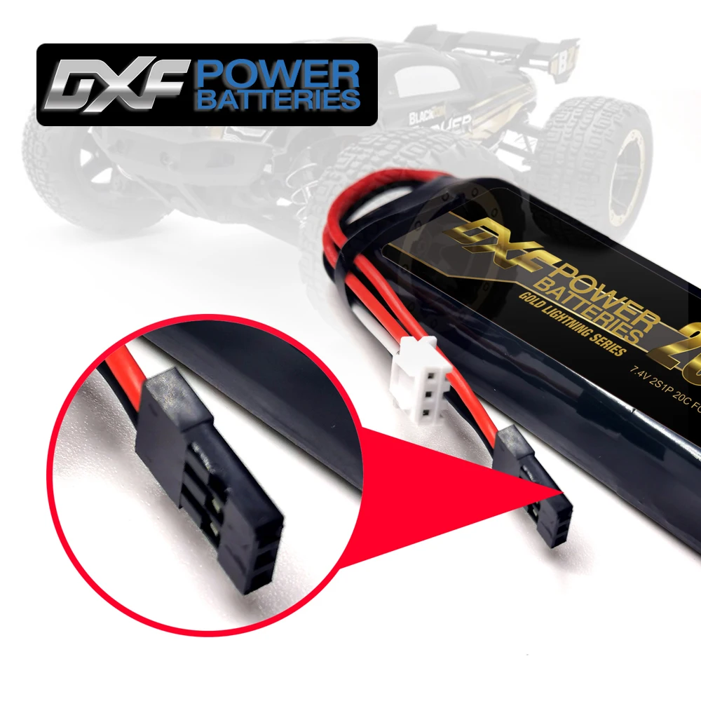 DXF 2s lipo high quality 2600mah 7.4v 20c battery with JR connector ideal lipo 2s power source for RC cars nitro cars and servos
