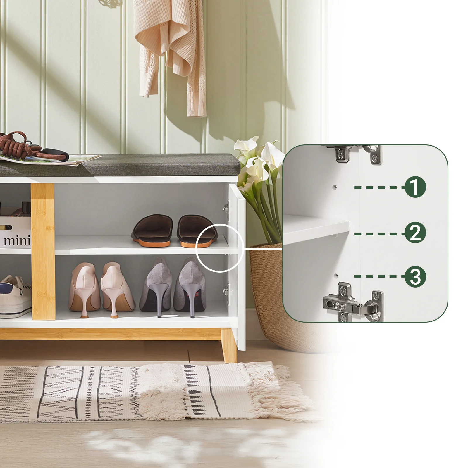 SoBuy FSR117 shoe bench with seat wardrobe bench bench with storage seat chest of drawers shoe rack with bench bench