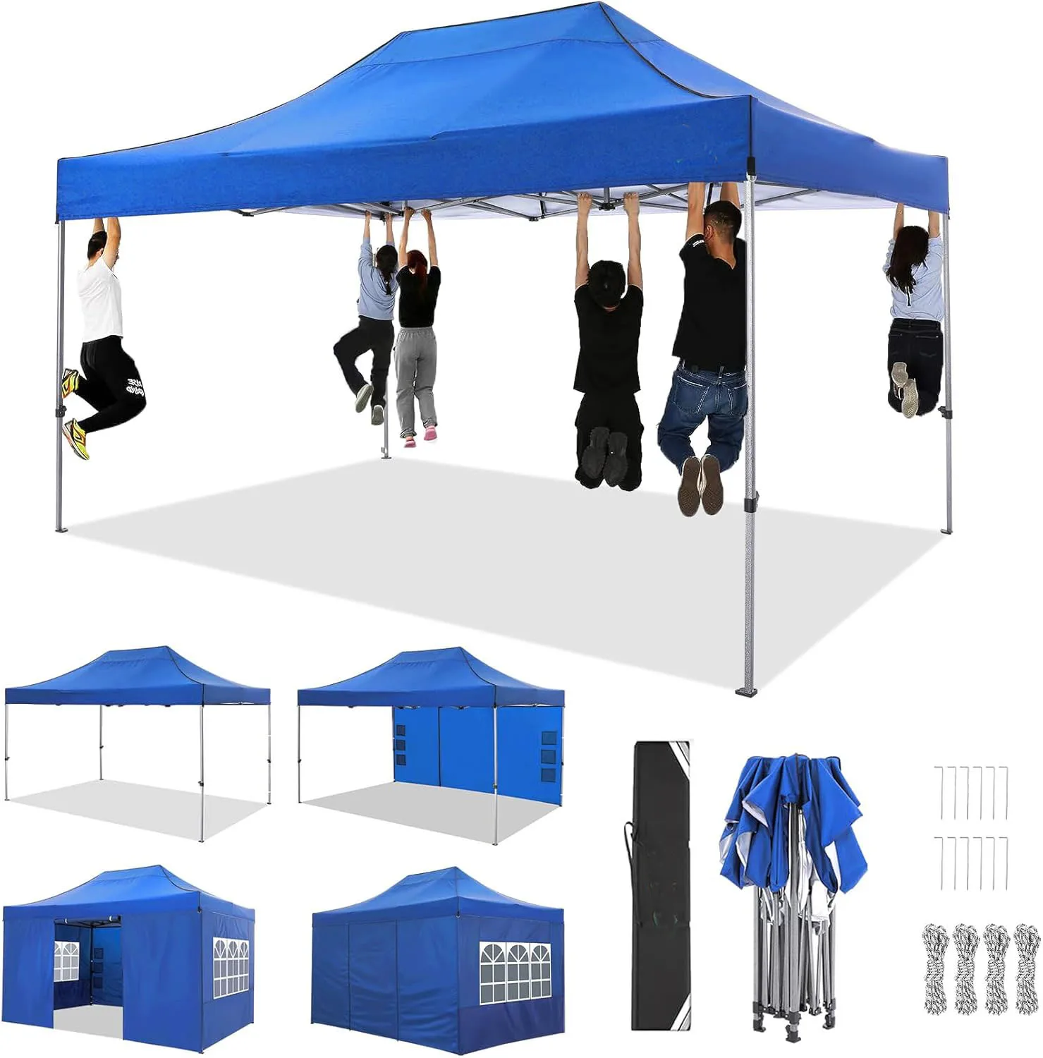 3x4.5m Folding Pavilion Waterproof with 4 Sidewalls,Garden Pavilion UV Protection Festival Party Tent Sun Protection for Camping