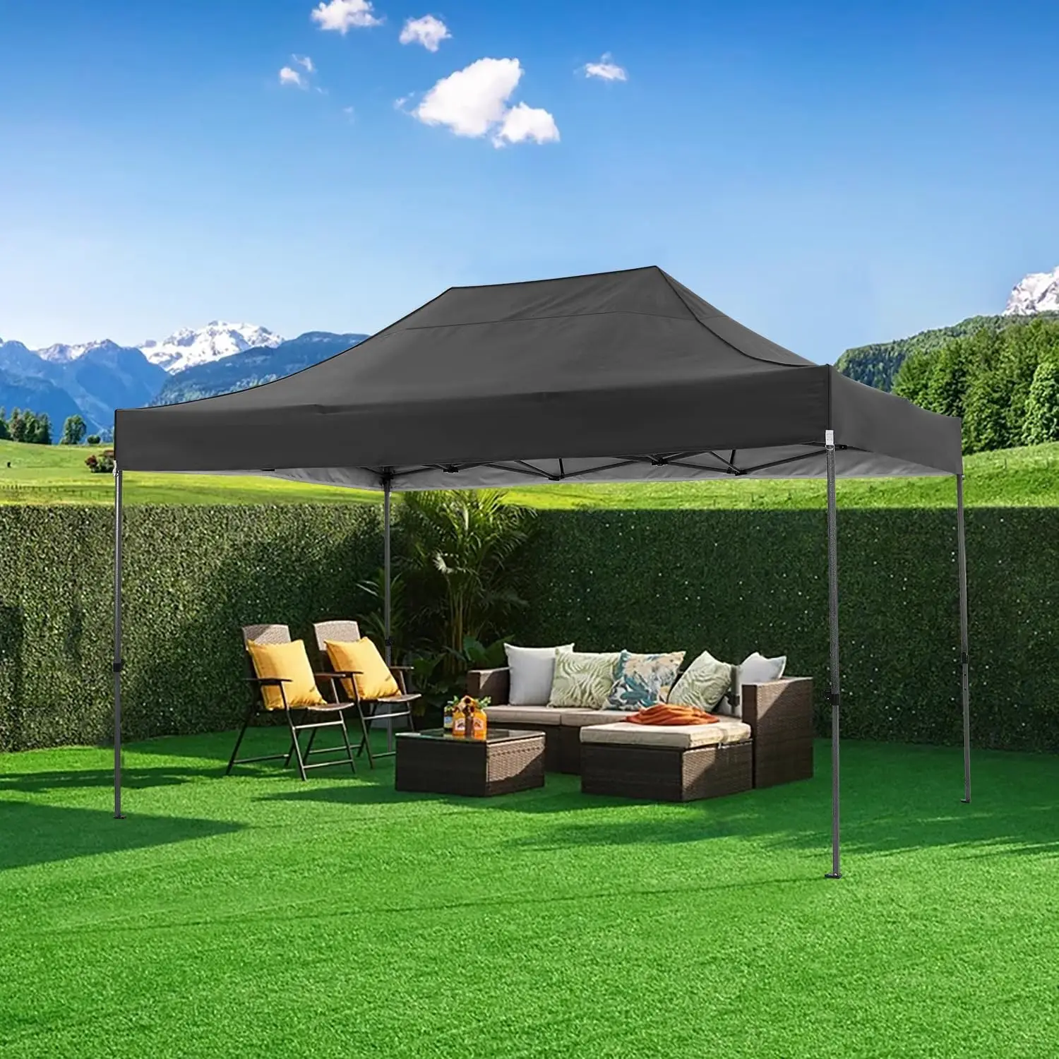 3x4.5m Folding Pavilion Waterproof with 4 Sidewalls,Garden Pavilion UV Protection Festival Party Tent Sun Protection for Camping