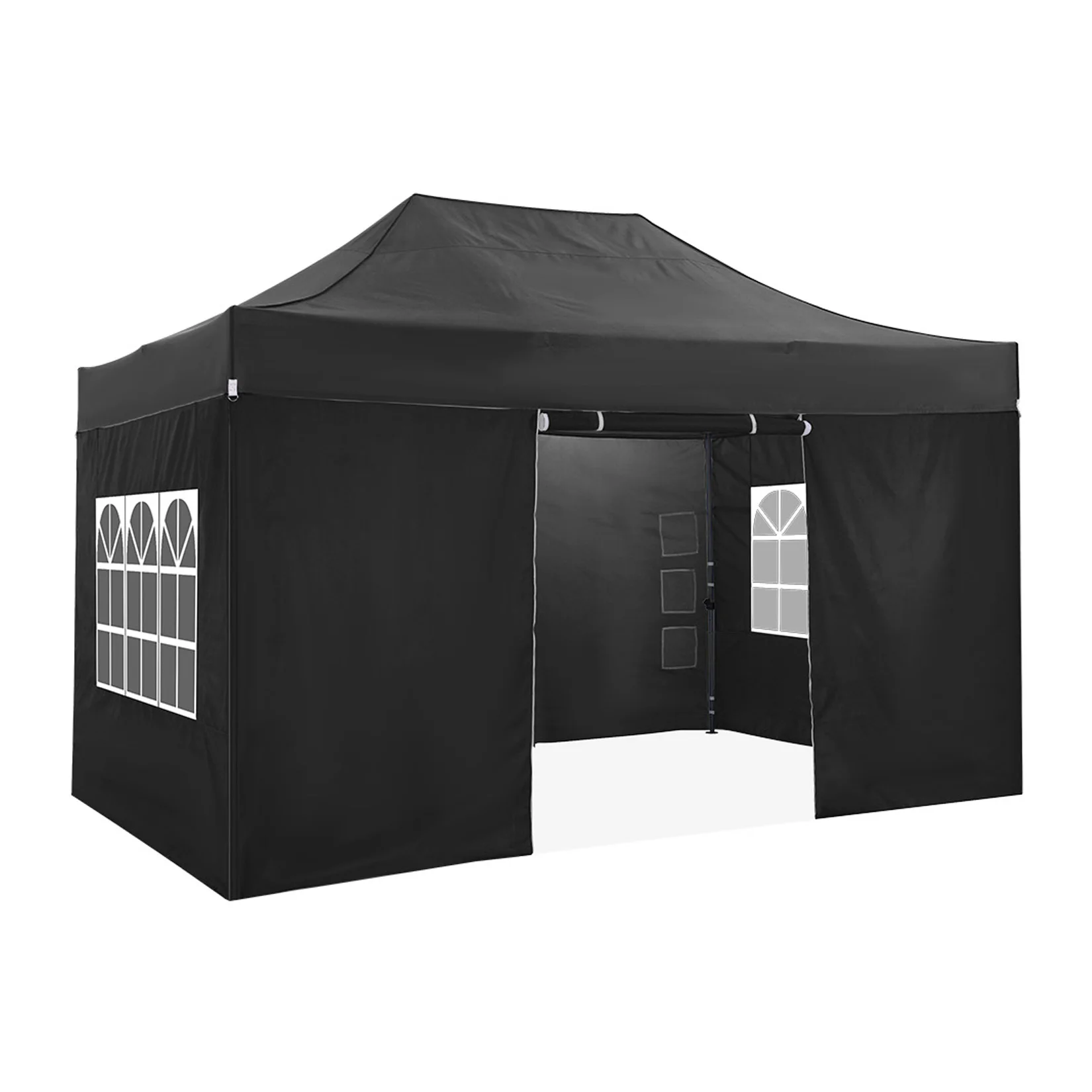 3x4.5m Folding Pavilion Waterproof with 4 Sidewalls,Garden Pavilion UV Protection Festival Party Tent Sun Protection for Camping