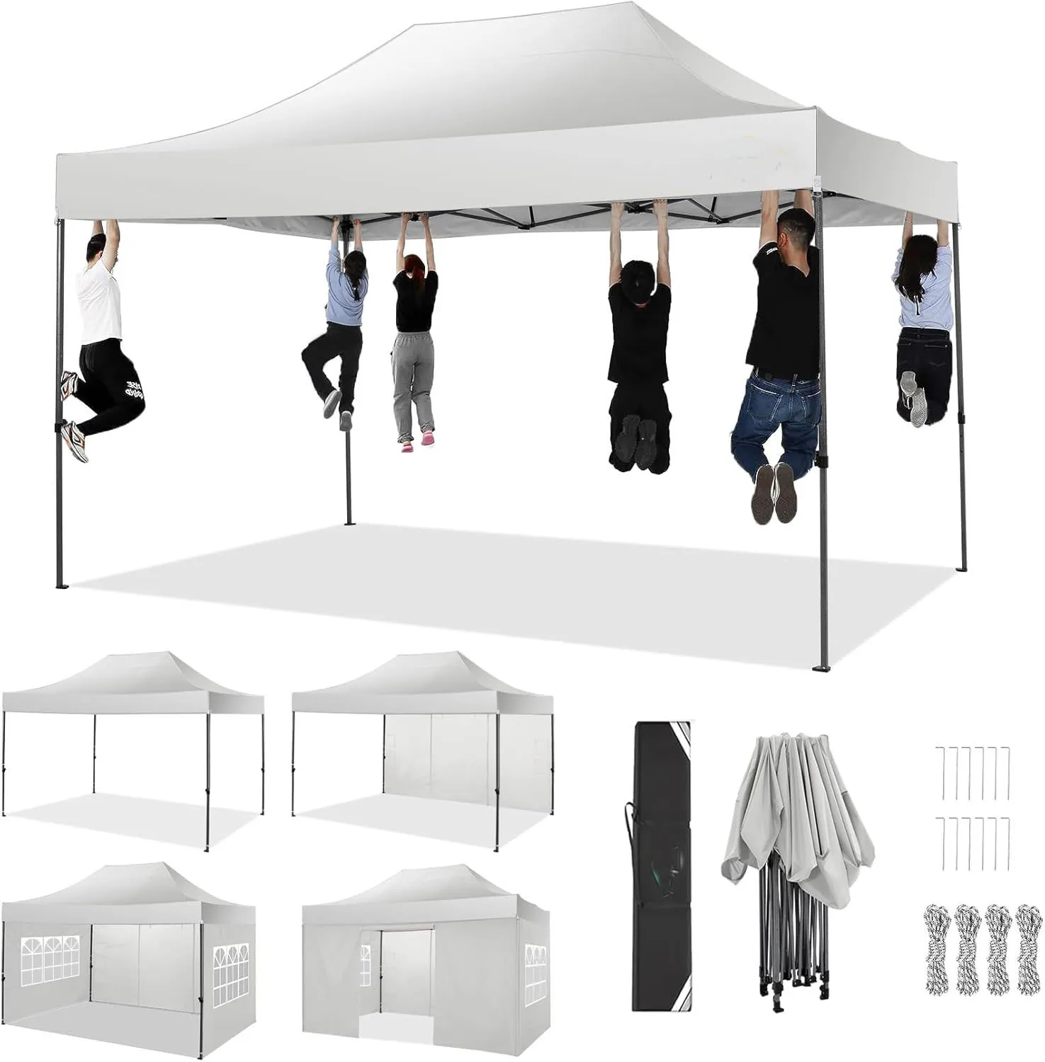 3x4.5m Folding Pavilion Waterproof with 4 Sidewalls,Garden Pavilion UV Protection Festival Party Tent Sun Protection for Camping