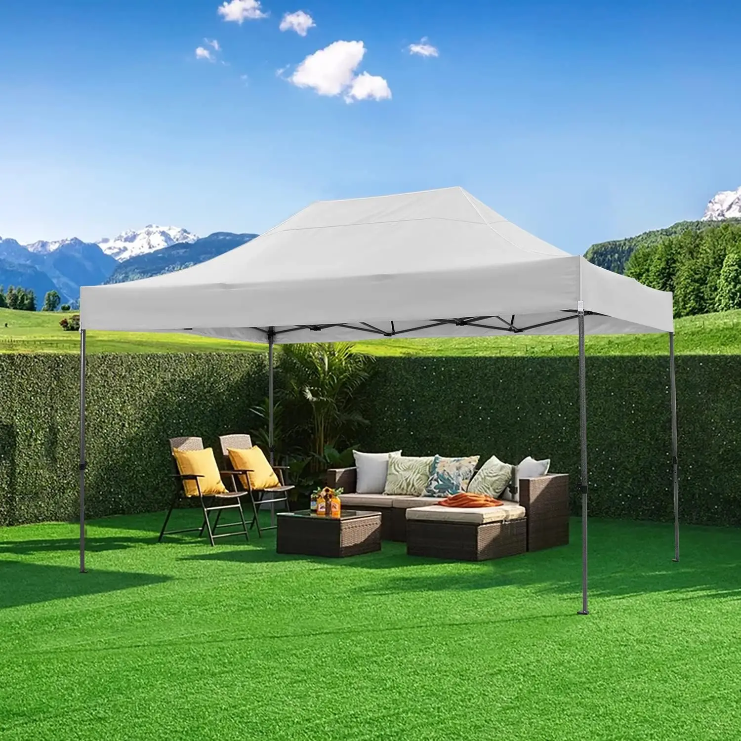 3x4.5m Folding Pavilion Waterproof with 4 Sidewalls,Garden Pavilion UV Protection Festival Party Tent Sun Protection for Camping