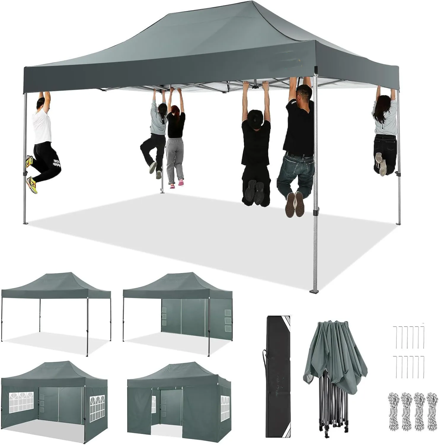 3x4.5m Folding Pavilion Waterproof with 4 Sidewalls,Garden Pavilion UV Protection Festival Party Tent Sun Protection for Camping