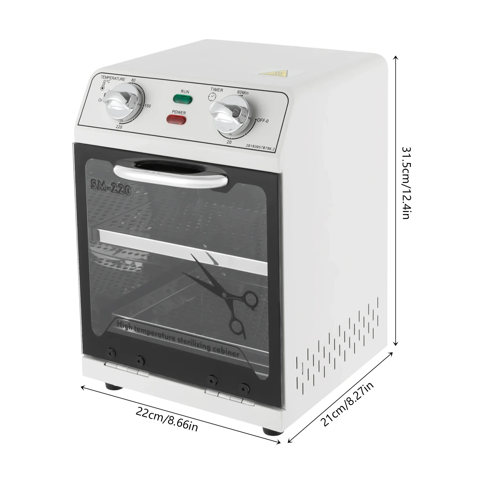 600W High-Temperature Sterilizer 2 Tiers Modern Rectangular Corded Electric Disinfection Cabinet 8L 0-220℃