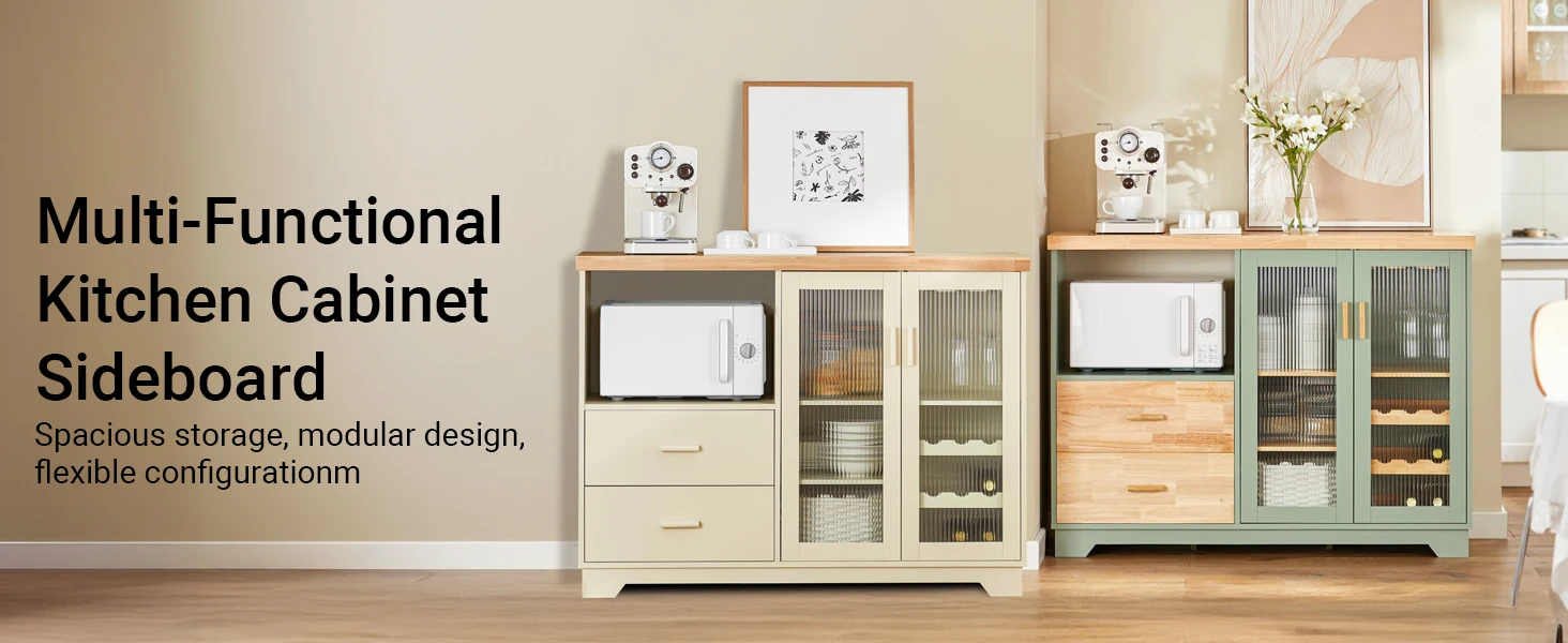 SoBuy FSB81 Buffet Sideboard with 2 Glass Doors Kitchen wardrobe Dresser wardrobe Hallway wardrobe Side wardrobe Microwave wardrobe