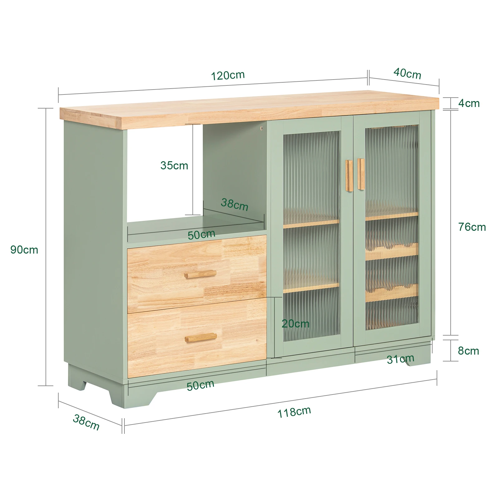 SoBuy FSB81 Buffet Sideboard with 2 Glass Doors Kitchen wardrobe Dresser wardrobe Hallway wardrobe Side wardrobe Microwave wardrobe