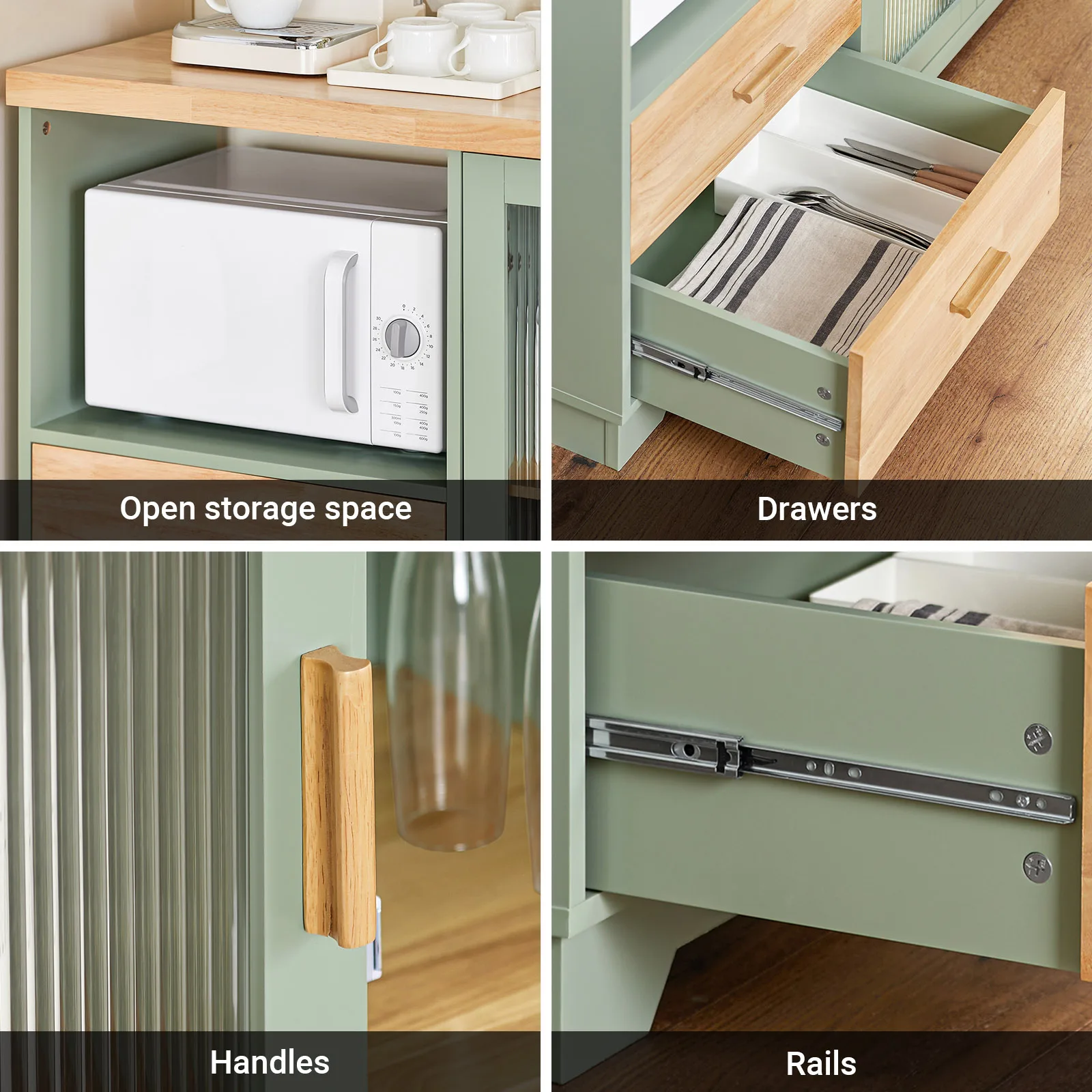 SoBuy FSB81 Buffet Sideboard with 2 Glass Doors Kitchen wardrobe Dresser wardrobe Hallway wardrobe Side wardrobe Microwave wardrobe