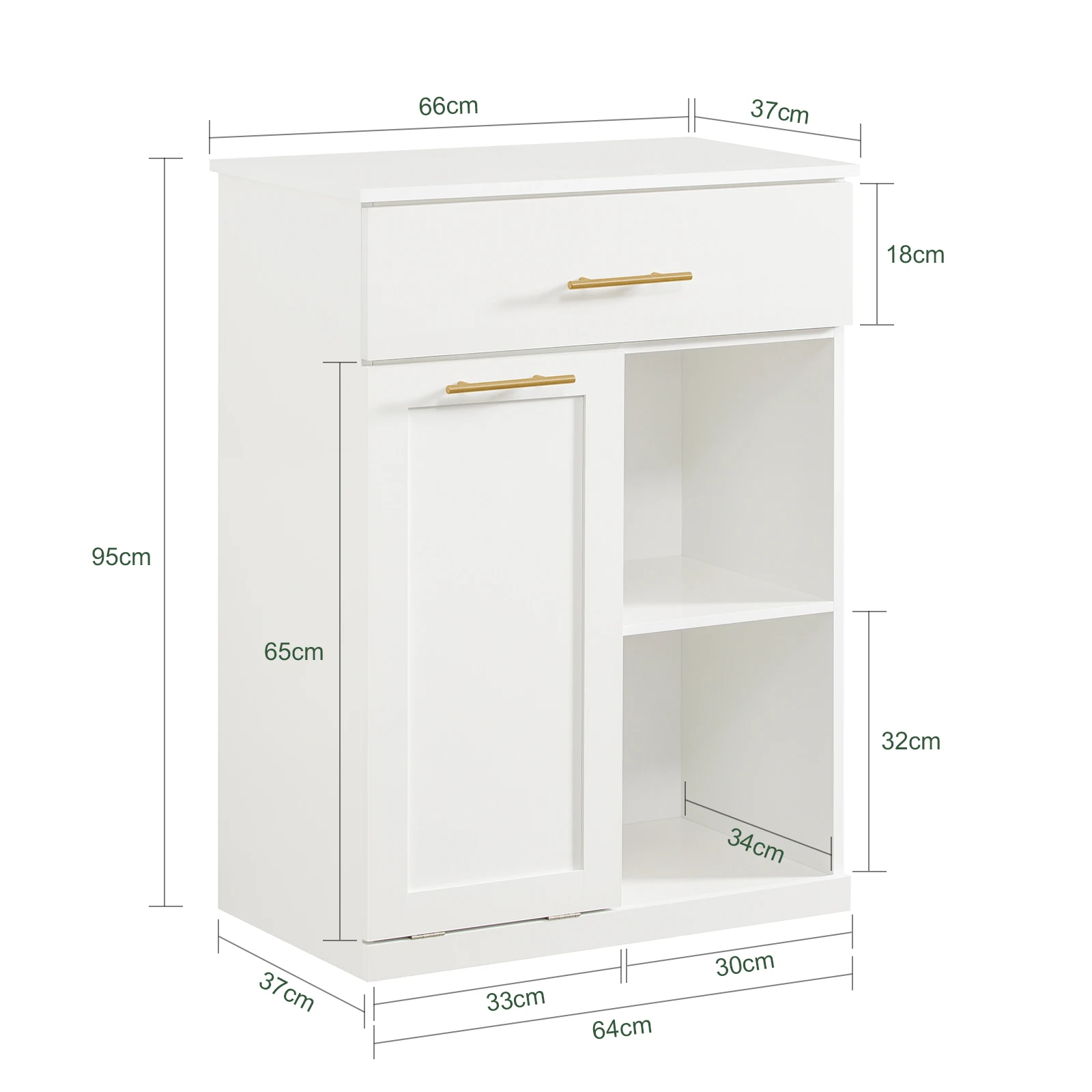 Sobuy Bzr66-W Laundry Cabinet with Folding Bathroom Cabinet Dresser for Bathroom Laundry Bag with 2 Drawers and 2 Compartments Laundry Bags