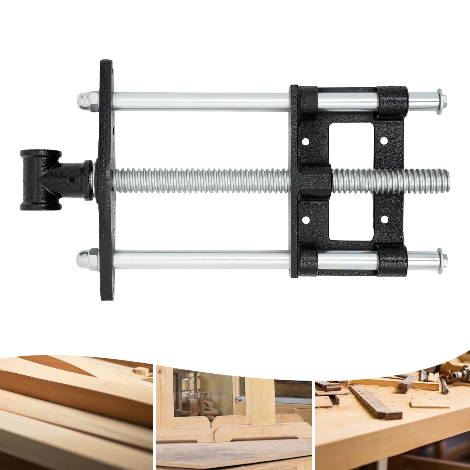 Heavy Duty Woodworking Vise 6" Jaw Opening Malleable Iron Bench Clamp for DIY Carpentry & Metalworking Galvanized Anti-Rust
