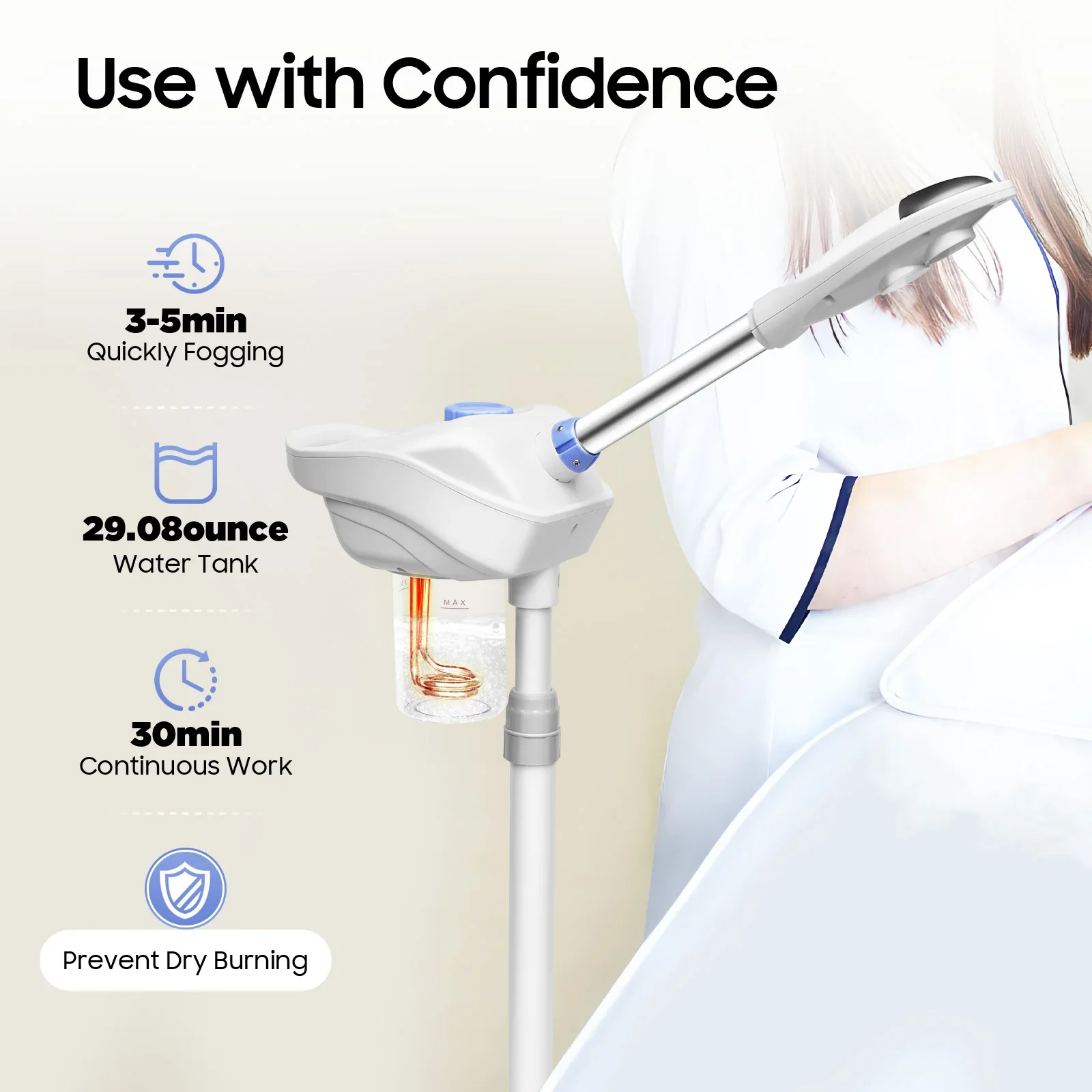 Facial Steamer Kit Professional Skin Care, Warm Mist Face Humidifier for Skin Hydration, Cleansing, Anti-inflammatory