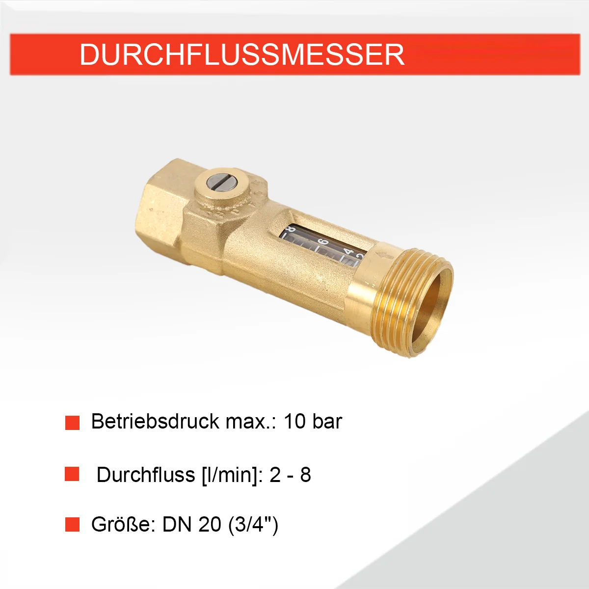 DN20 Flow balance valve Spring flowmeter Brass Float Flow reader Balancing Valve regulation 2-8L/min