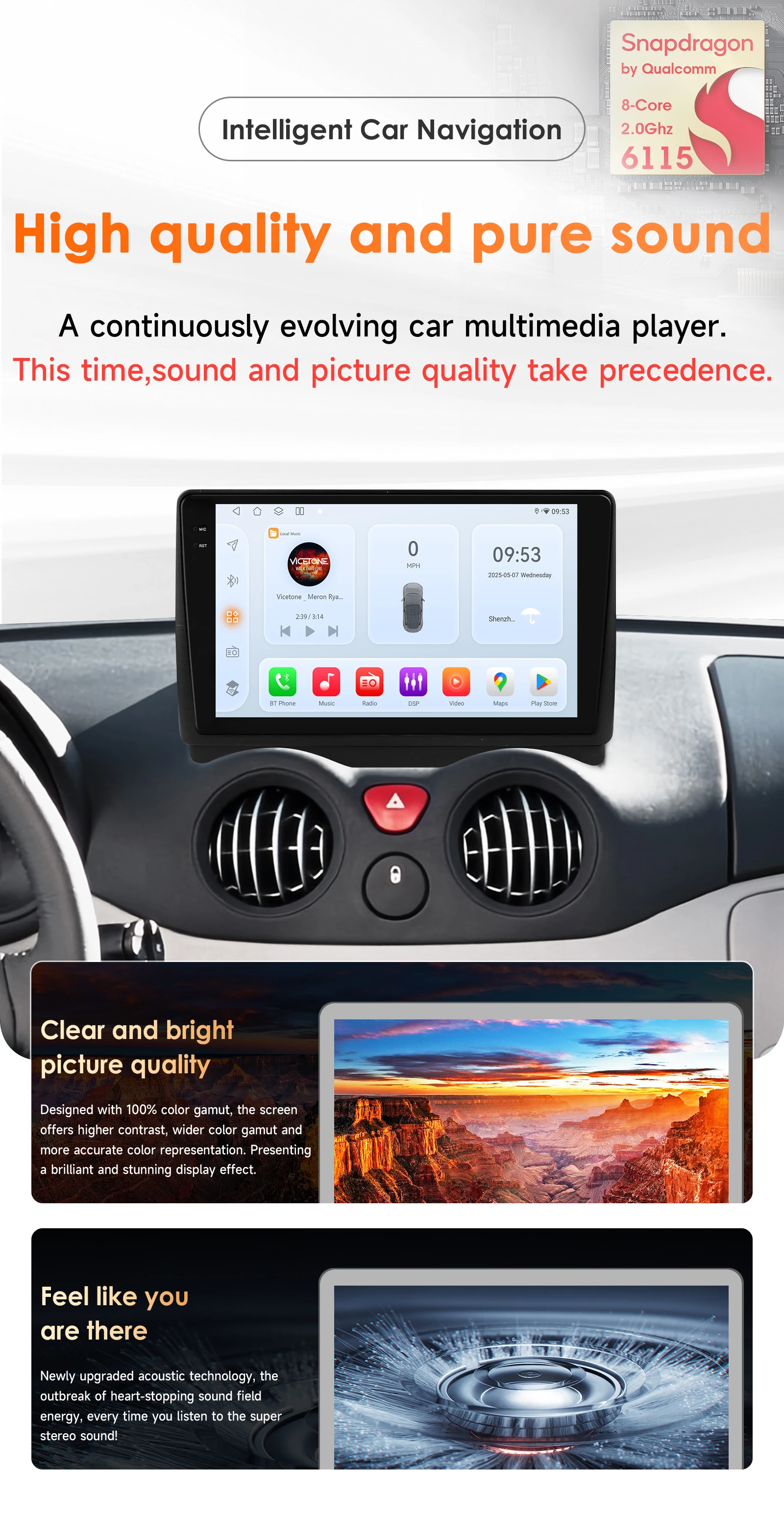 9" Hizpo 2Din Android14 Car Radio for Citroen C2 C3 2002 - 2006 Auto CarPlay 4G BT SWC GPS RDS DSP Snapdragon 6115 360°CAM