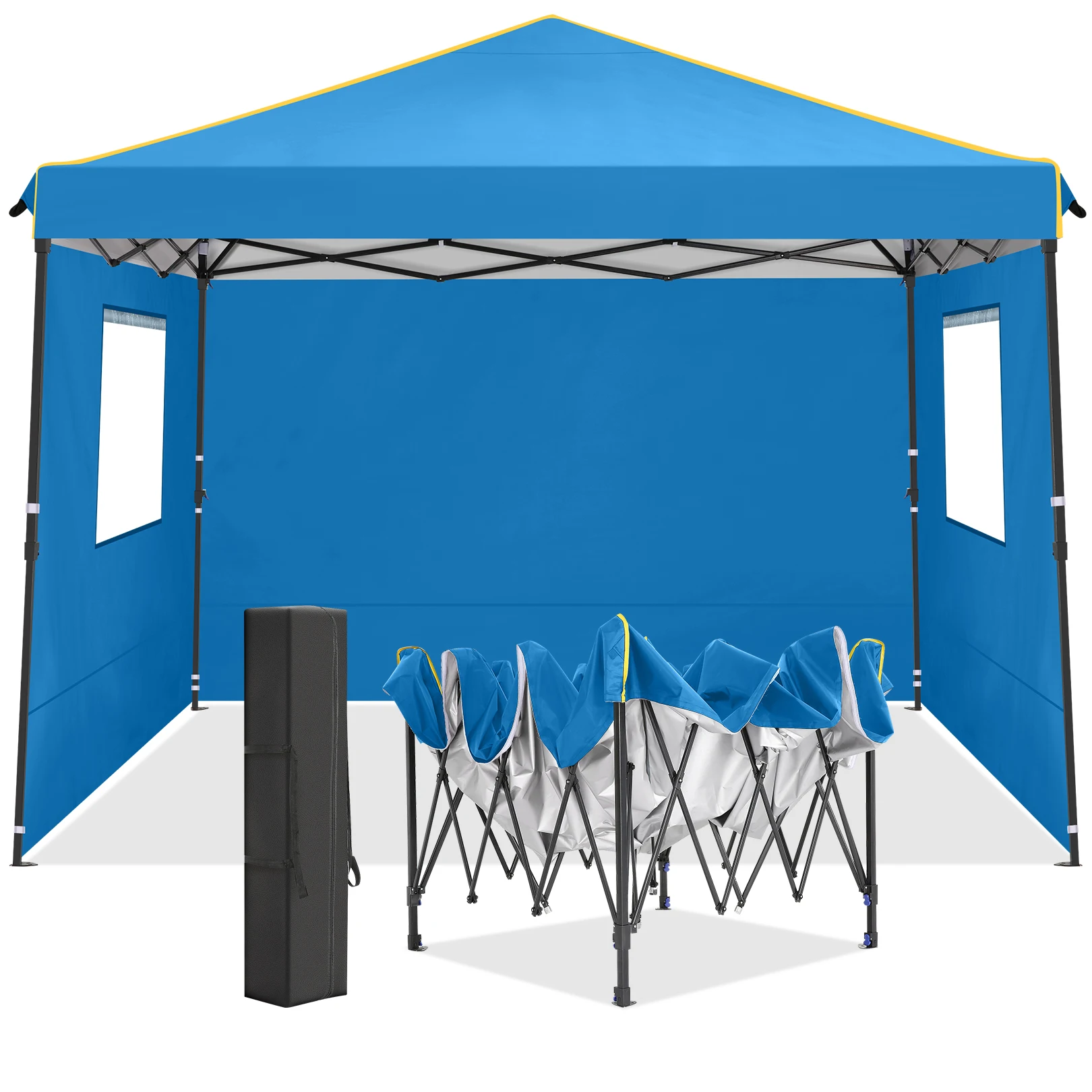 3x3m Folding Gazebo Outdoor Party Tent Waterproof Winterproof With 4 Sidewall Anti-UV PopUp Portable Garden Gazebo Hollow Canopy
