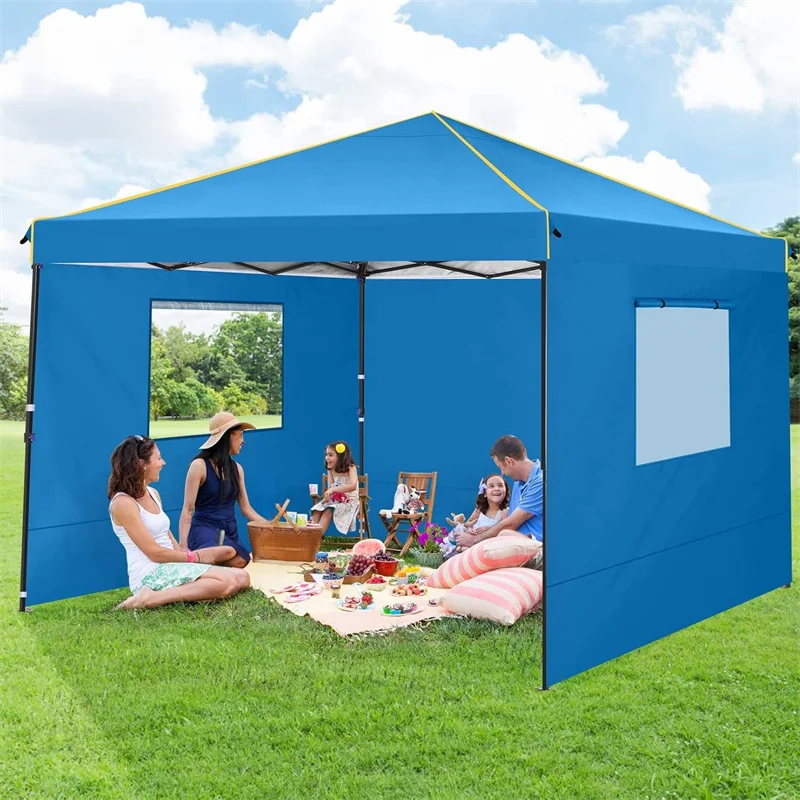 3x3m Folding Gazebo Outdoor Party Tent Waterproof Winterproof With 4 Sidewall Anti-UV PopUp Portable Garden Gazebo Hollow Canopy