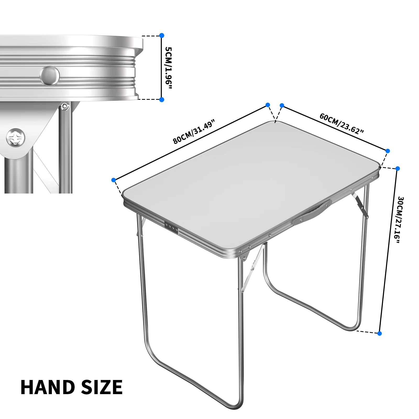 80cm Folding Table Camping Table Portable Picnic Table for Party BBQ Outdoor Camping White