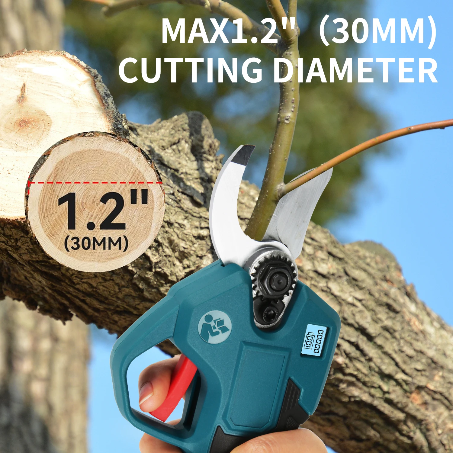 21V 30mm Brushless Electric Pruning Shears Rechargeable Cordless Garden Fruit Trees Branch Cutter Electric Scissor with Tool Box