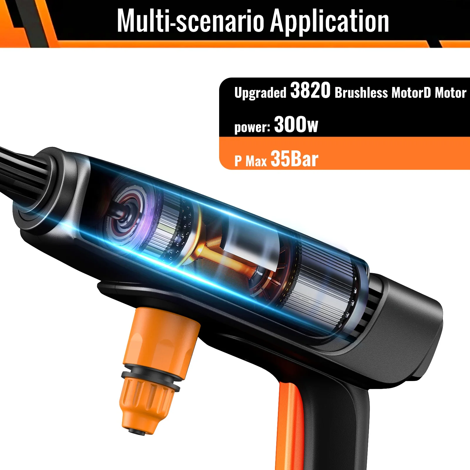 High Pressure Washer, Foam Sprayer, 6-in-1 Multifunctional Nozzle and 180° Rotating Nozzle for Cleaning and Watering
